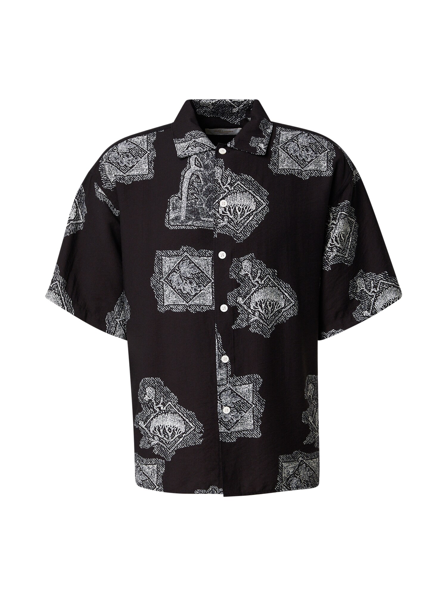 JACK &amp; JONES Camisa 'JORGRAMERCY'  negro / blanco
