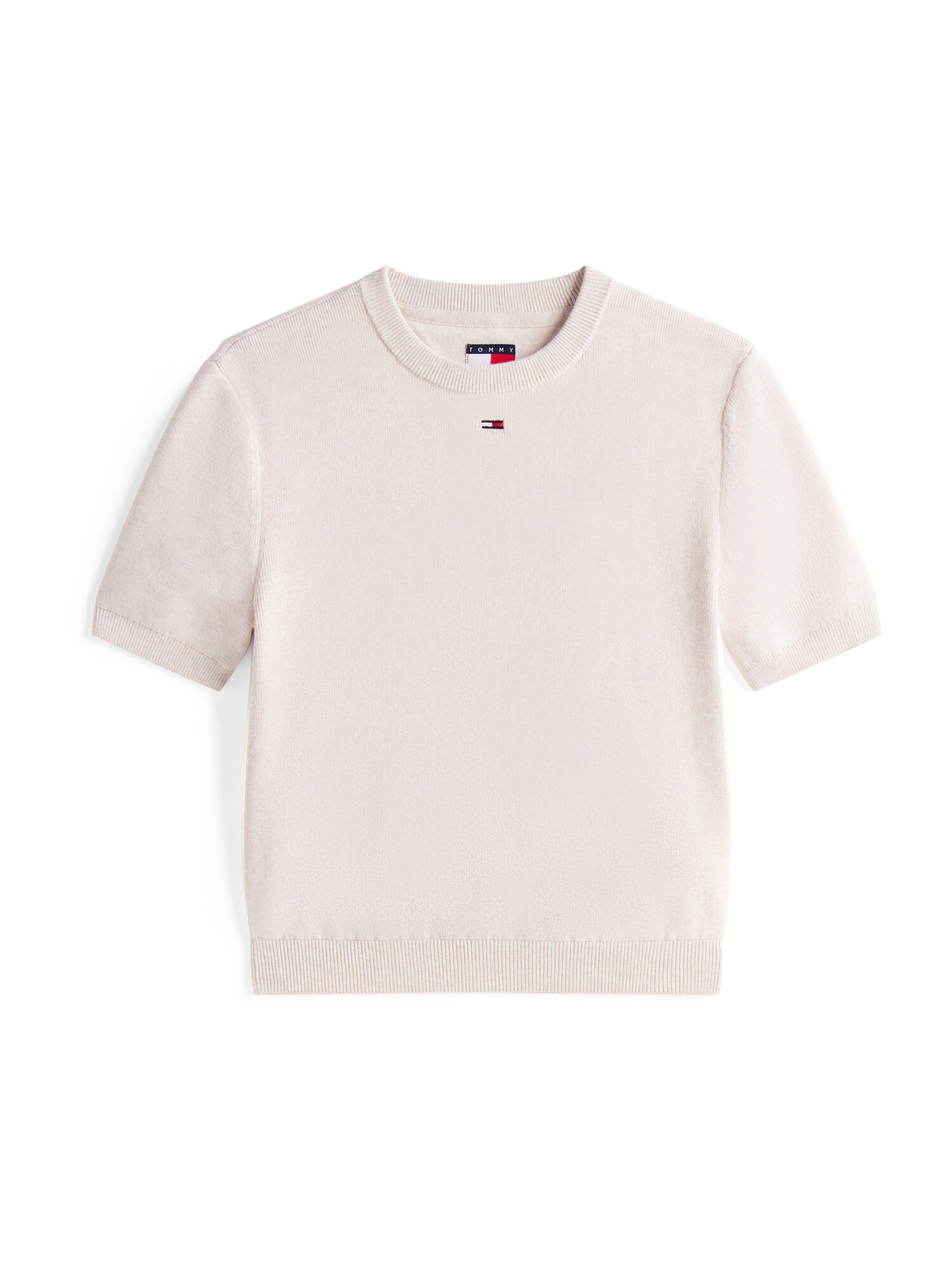 Tommy Jeans Mikina 'ESSENTIAL' svetlobéžová / námornícka modrá / červená / biela