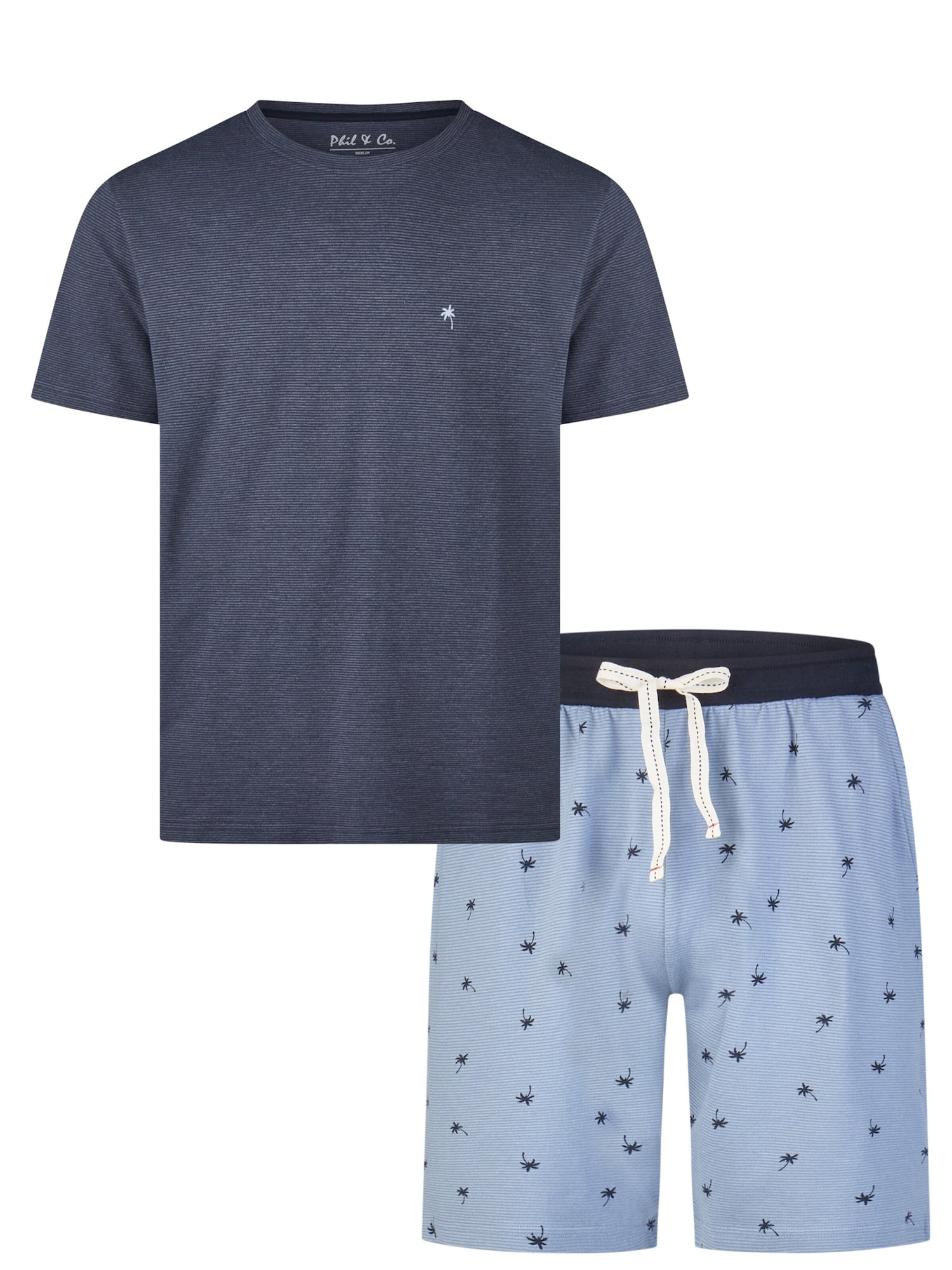 Phil & Co. Berlin Pyjama Kurz Phil & Co Heren Shortama Korte Pyjama Set