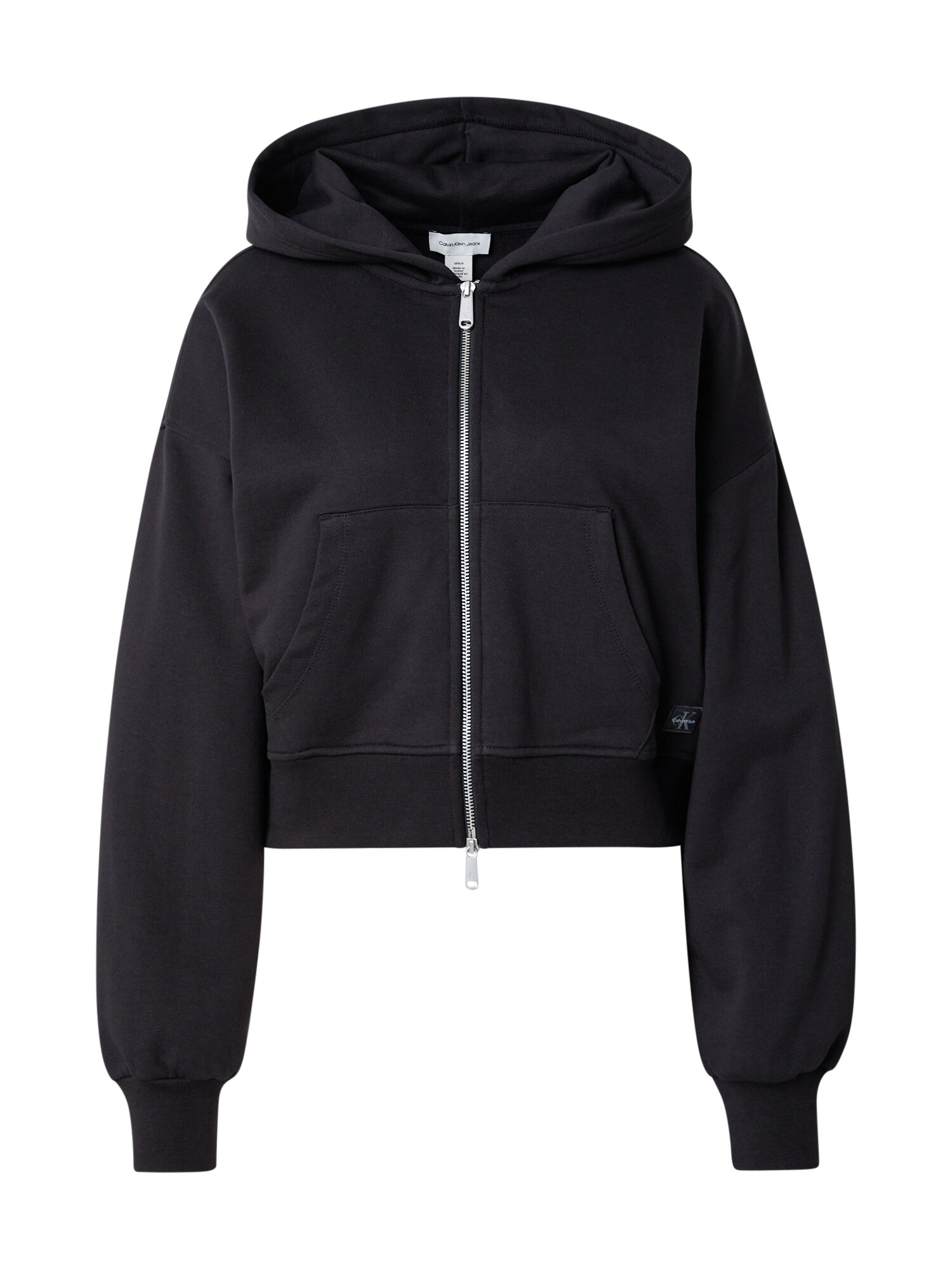 Calvin Klein Jeans Hanorac 'Woven Label Hoodie'  negru