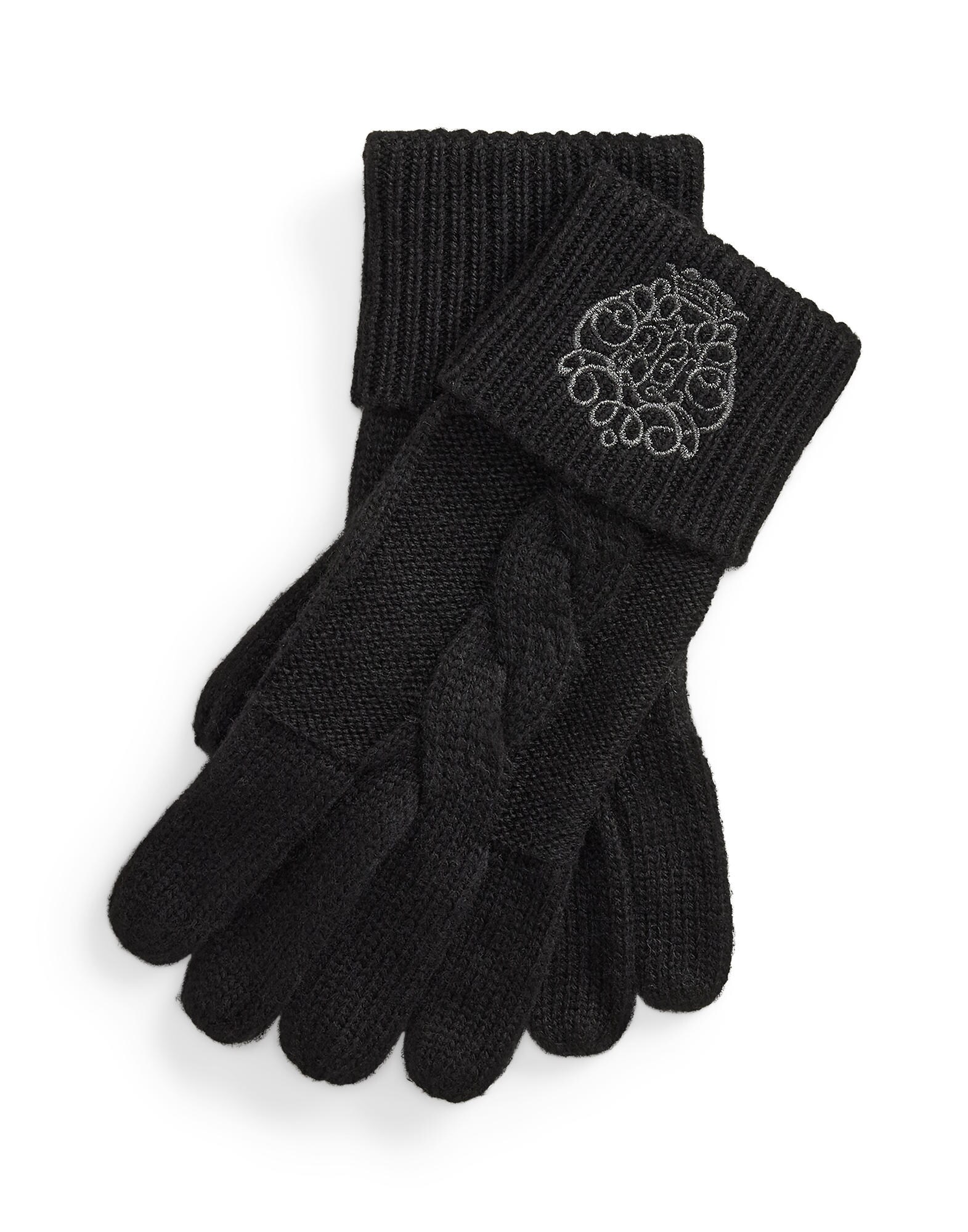 Lauren Ralph Lauren Mănuşi cu degete gri / negru