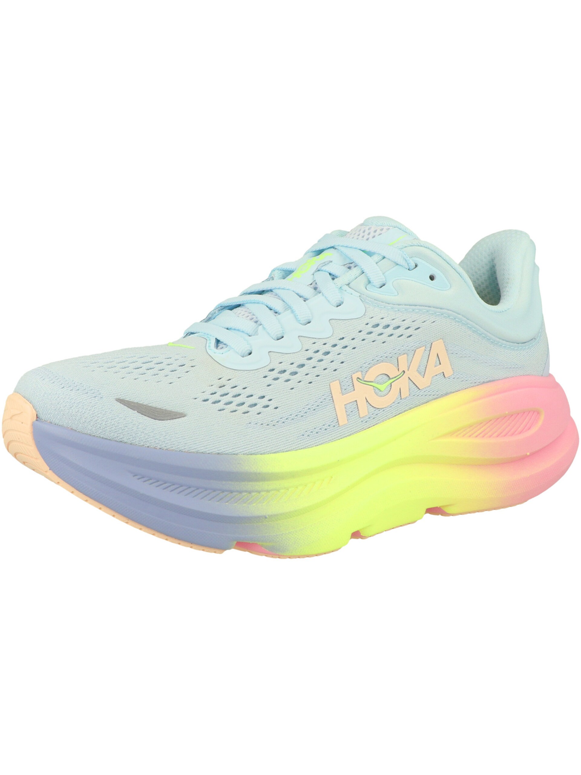 Hoka Springsko 'Bondi 9 ' ljusblå / ljusgrön / ljusrosa sneakers dam
