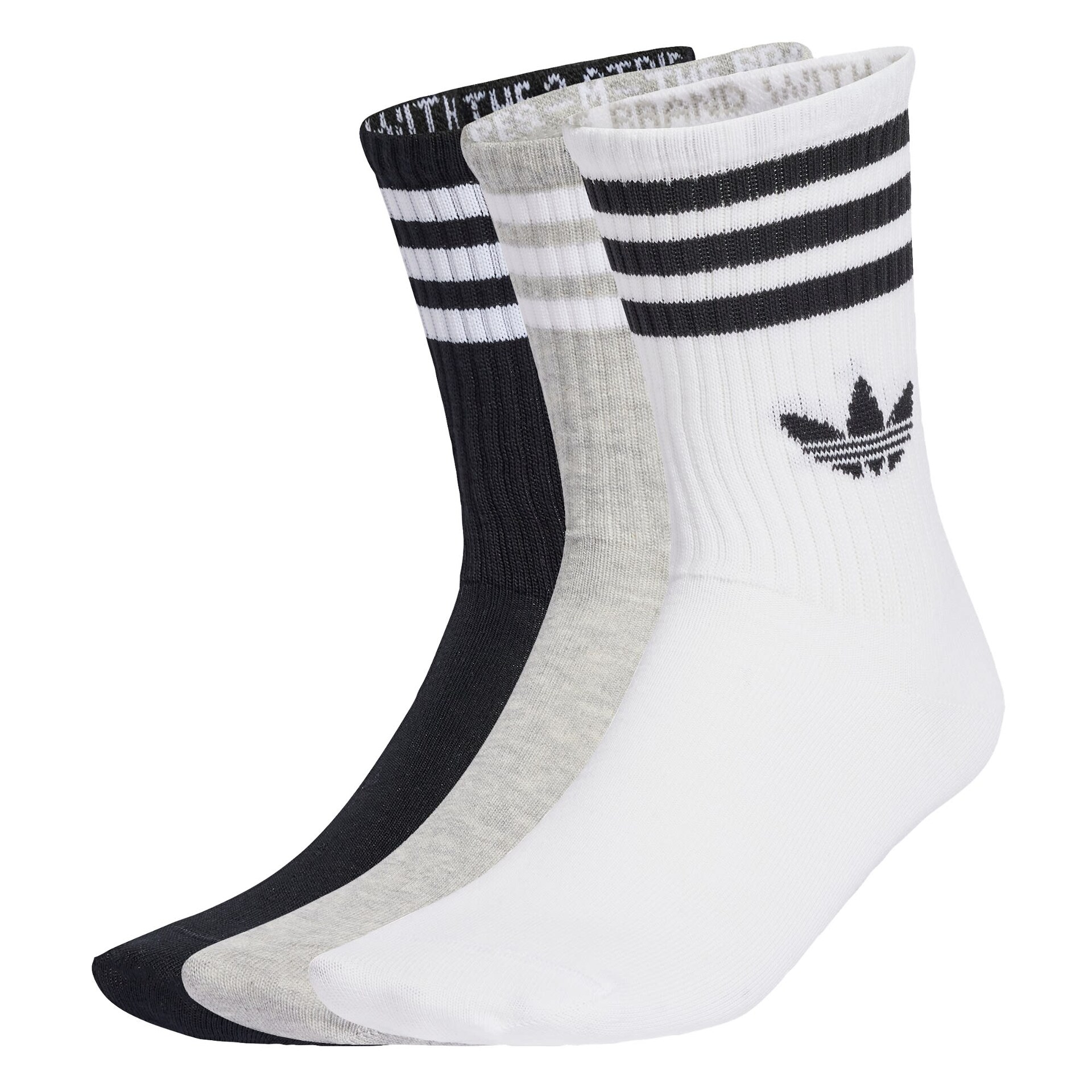 Adidas Originals Sockor '3-Stripes Crew 3 Pairs' gråmelerad / svart strumpor dam