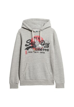 Superdry Sweatshirt ‘Tokyo’ Grijs gemêleerd / Rood / Zwart / Wit