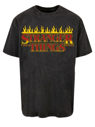 F4NT4STIC Shirt ‘Stranger Things Fire Logo Men Netflix TV Series’ Geel / Rood / Zwart