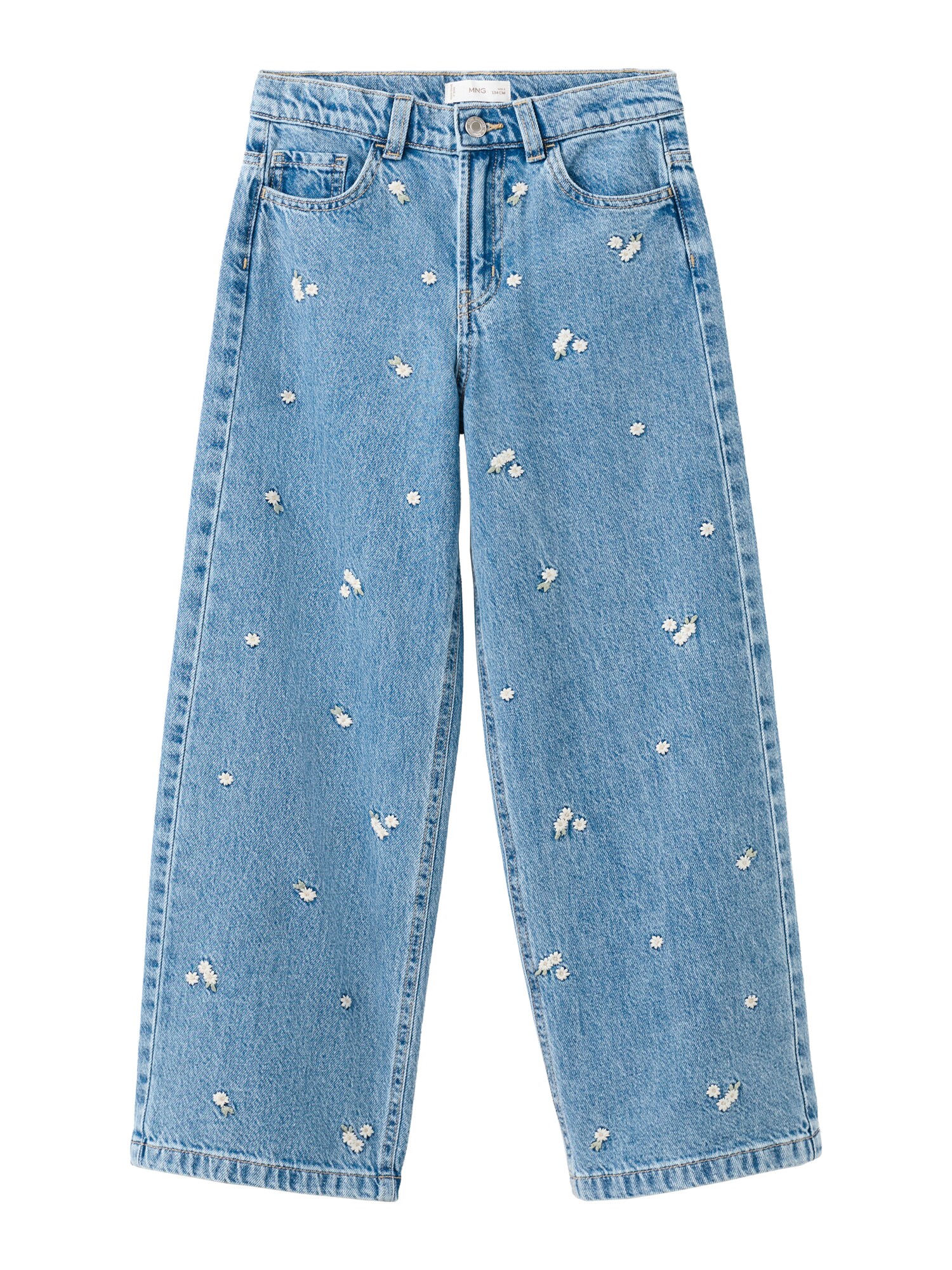 MANGO KIDS Jeans Daisy  albastru denim / verde jad / alb