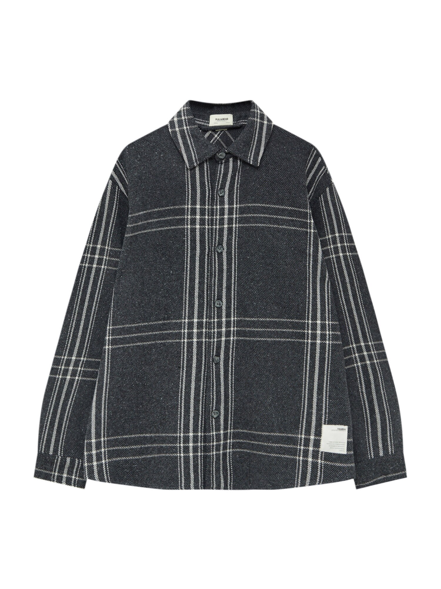 Pull&Bear Košeľa  čierna melírovaná / šedobiela