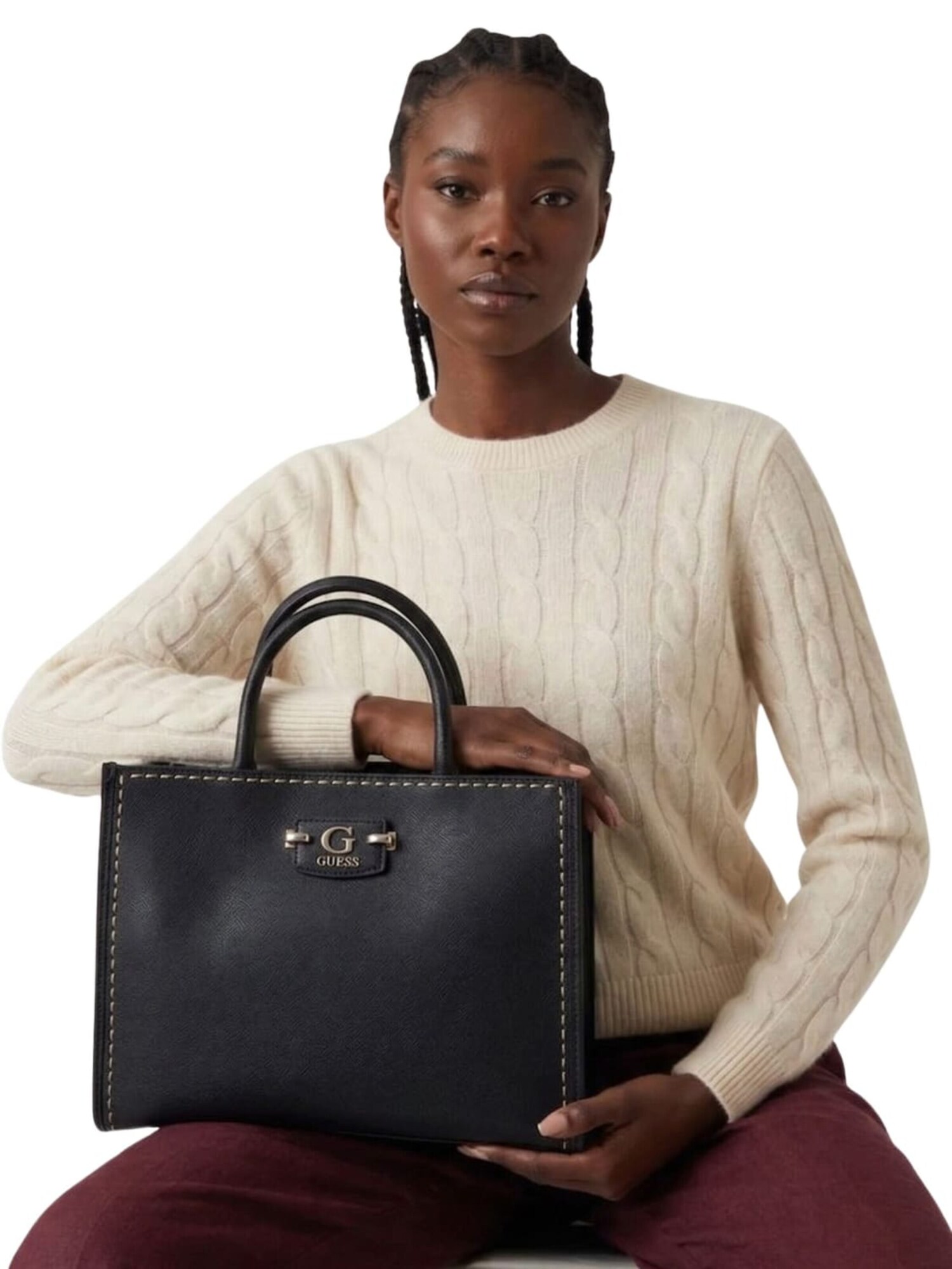GUESS Bolso de mano 'Anadela 3 Comp Satch'  negro – imagen 9