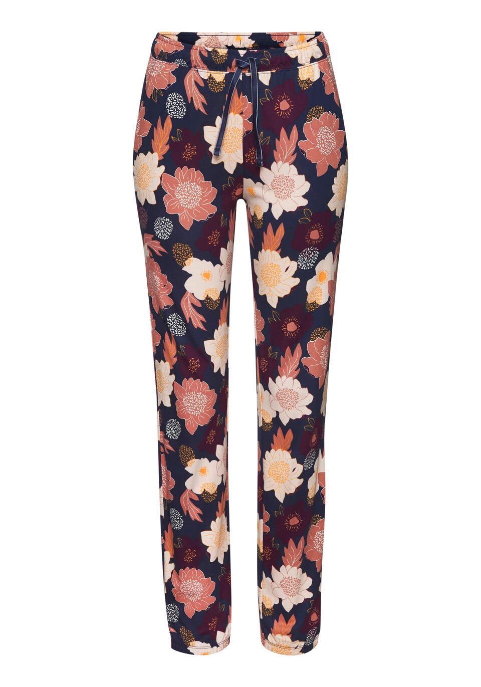 Pyjamasbyxa 'Dreams' marinblå / aubergine / korall