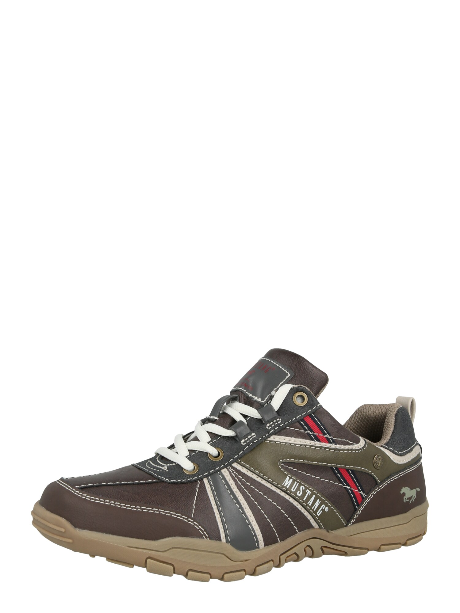 MUSTANG Sneaker low  maro mokka / gri închis / oliv / roșu