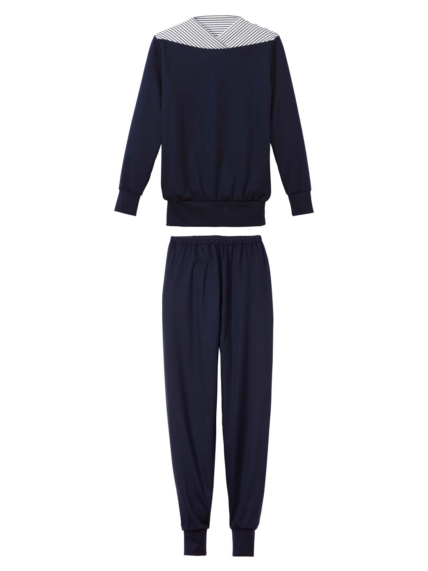CALIDA Pijama  albastru ultramarin / alb