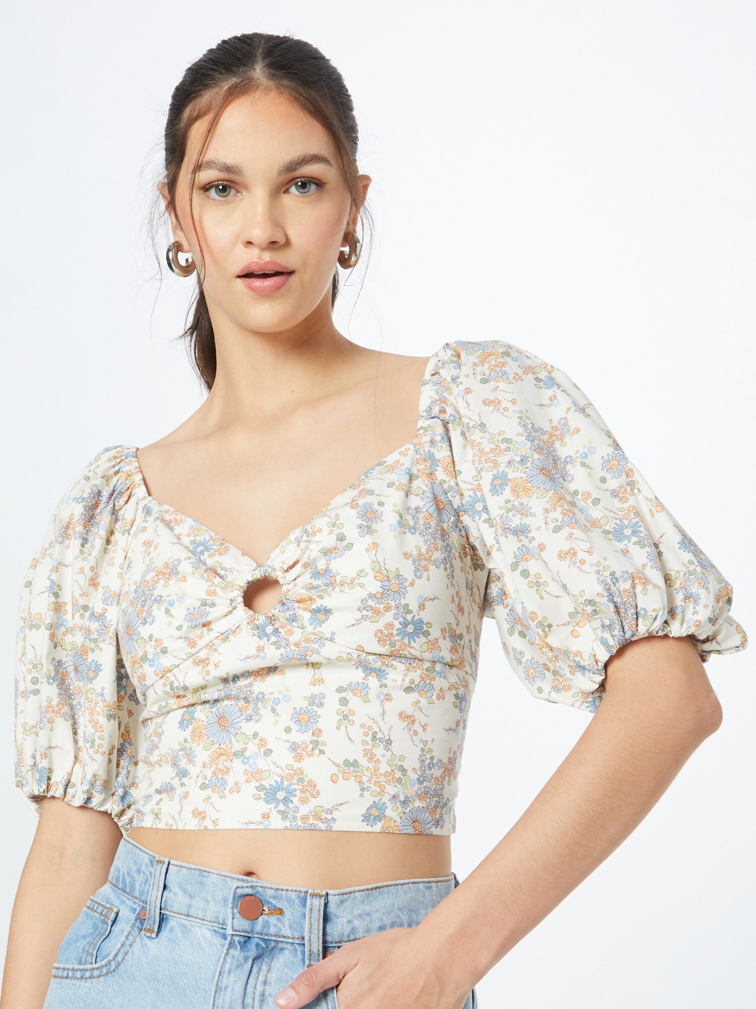 Abercrombie & Fitch Blúz  világoskék / zöld / alma / pasztellnarancs / piszkosfehér termék 2. képe