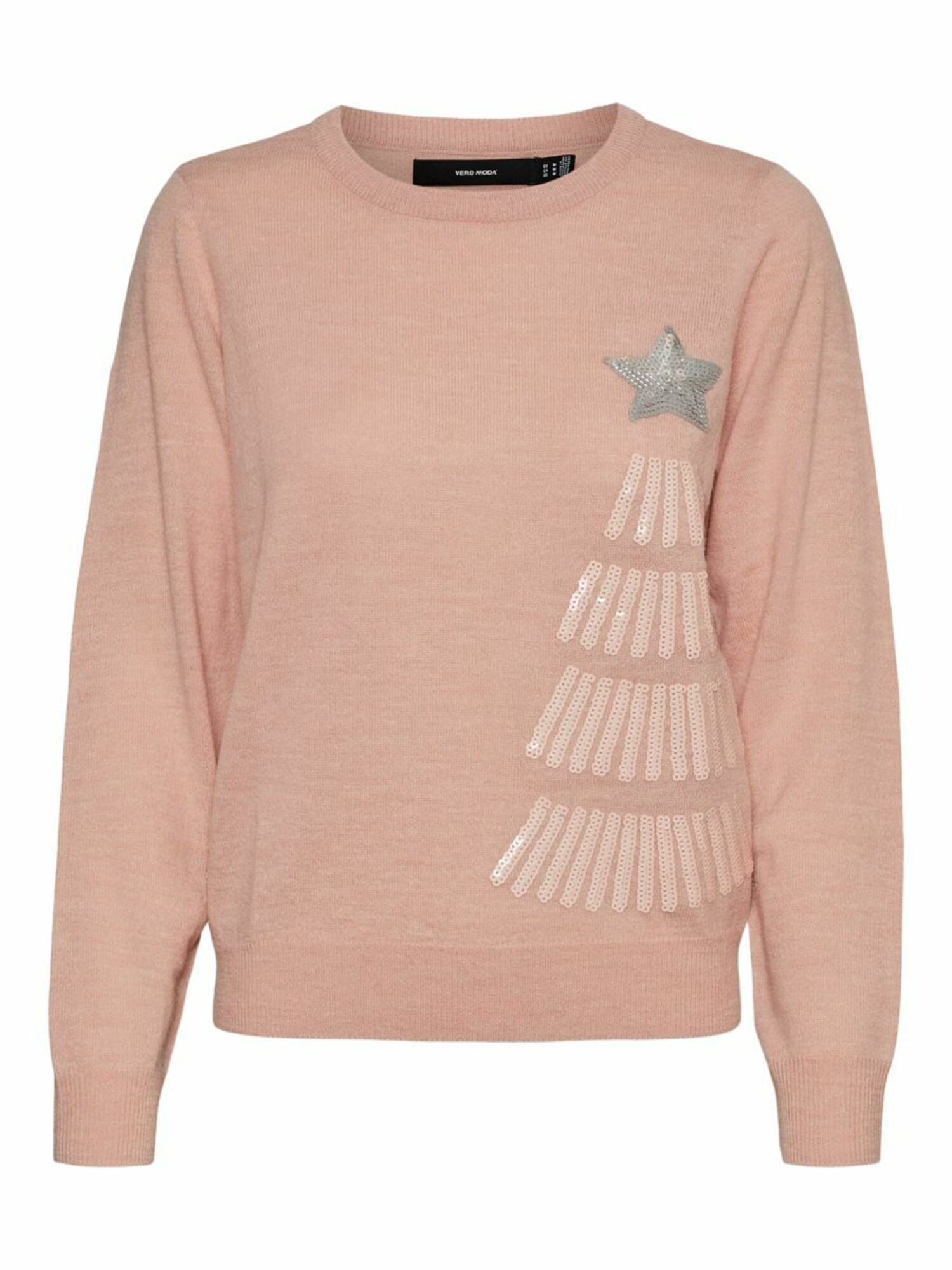 VERO MODA Sveter 'Tree' marhuľová / strieborná