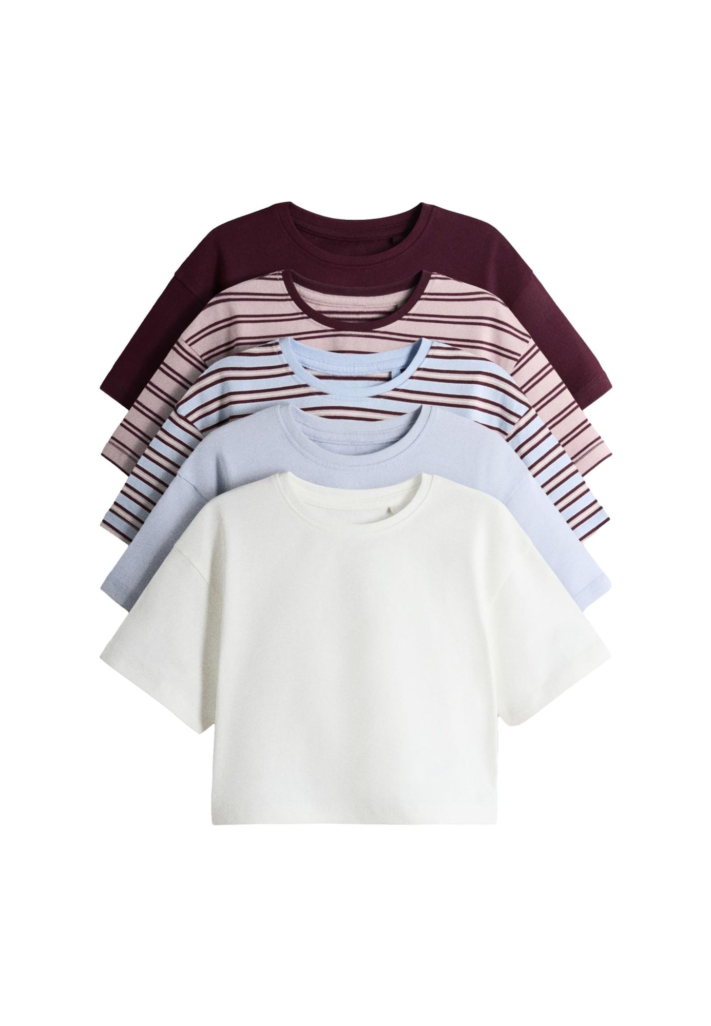 The Set Tricou albastru deschis / roșu vin / alb