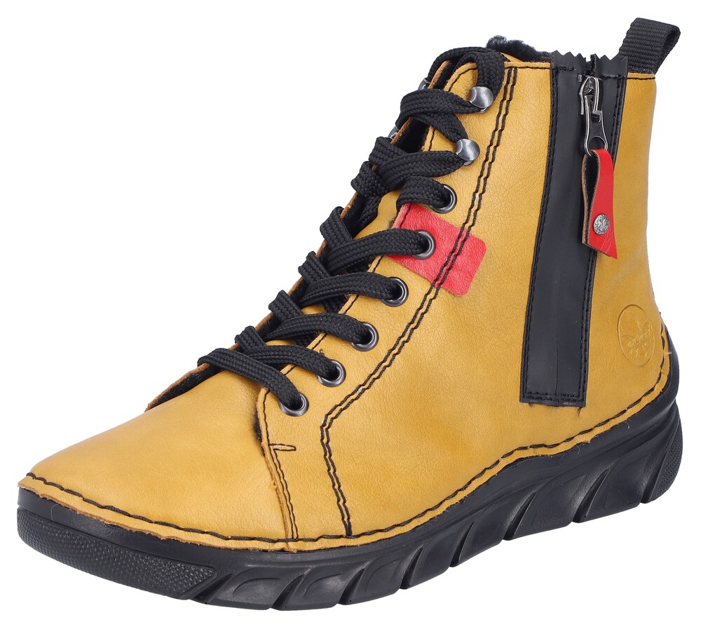 Rieker Schnürstiefelette Damen Größe 39 goldgelb / rot / schwarz Winterschuhe