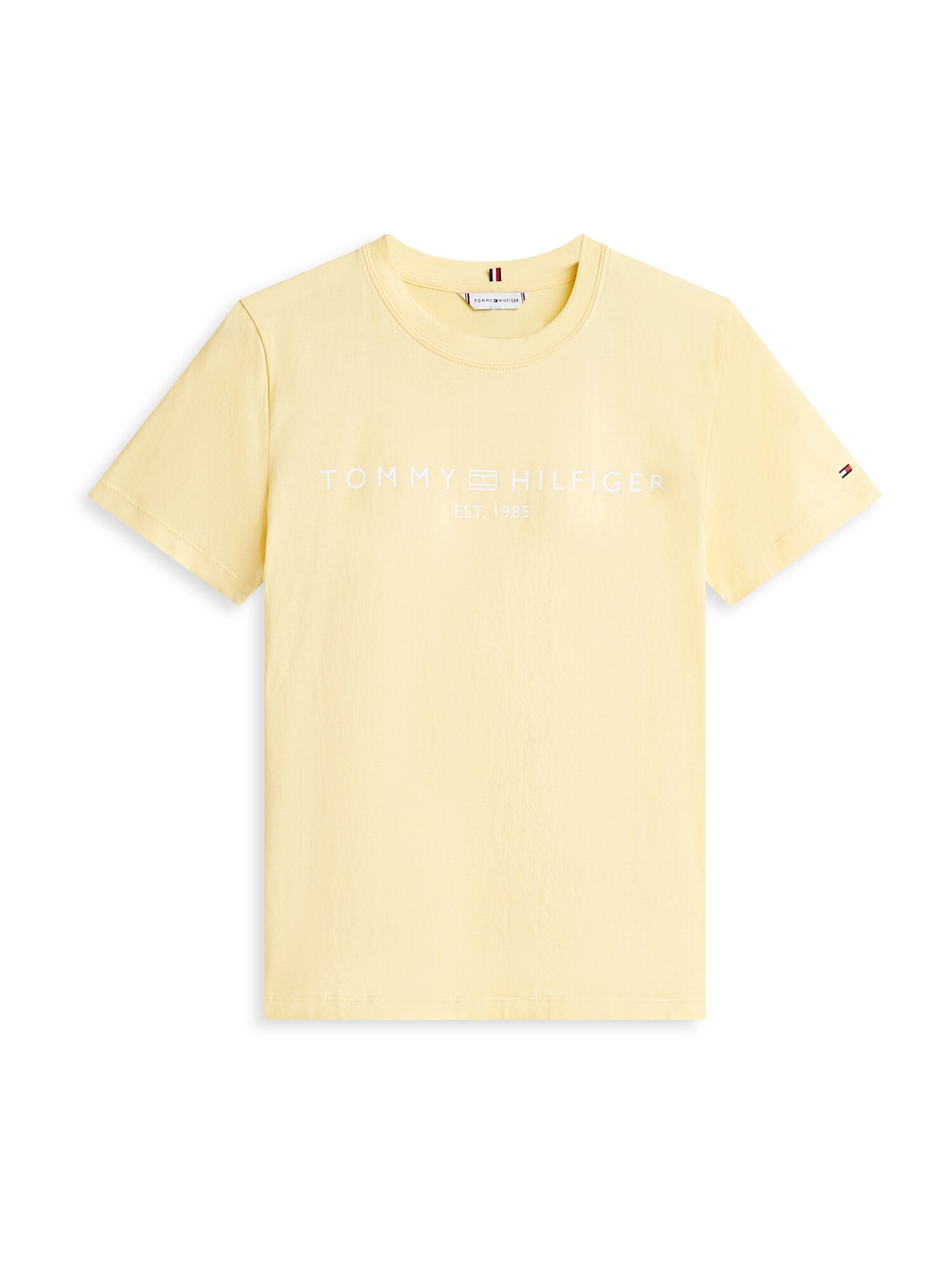 TOMMY HILFIGER Tricou  galben pastel / alb