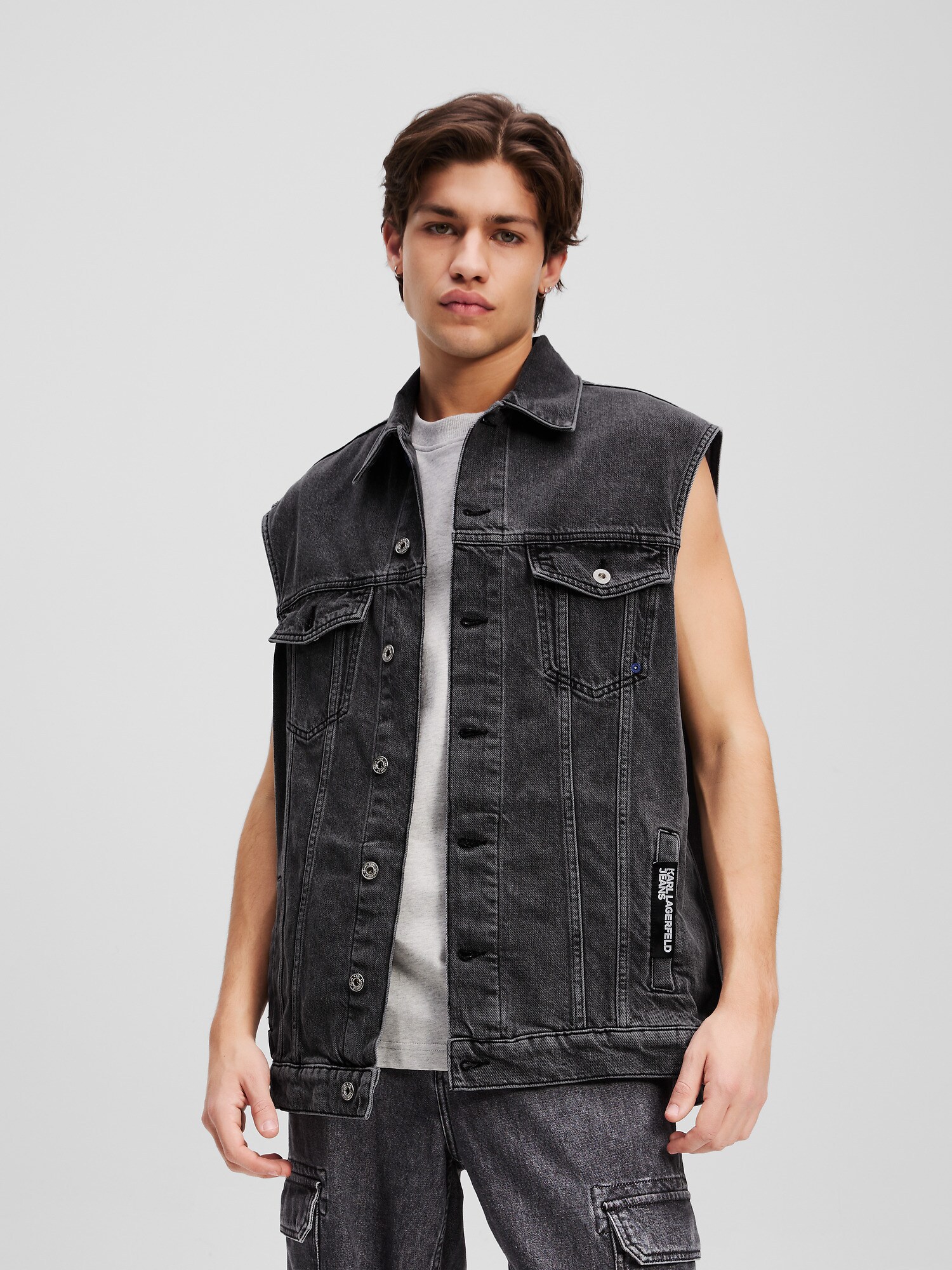 KARL LAGERFELD JEANS Mellény  királykék / fekete / fekete farmer termék 2. képe
