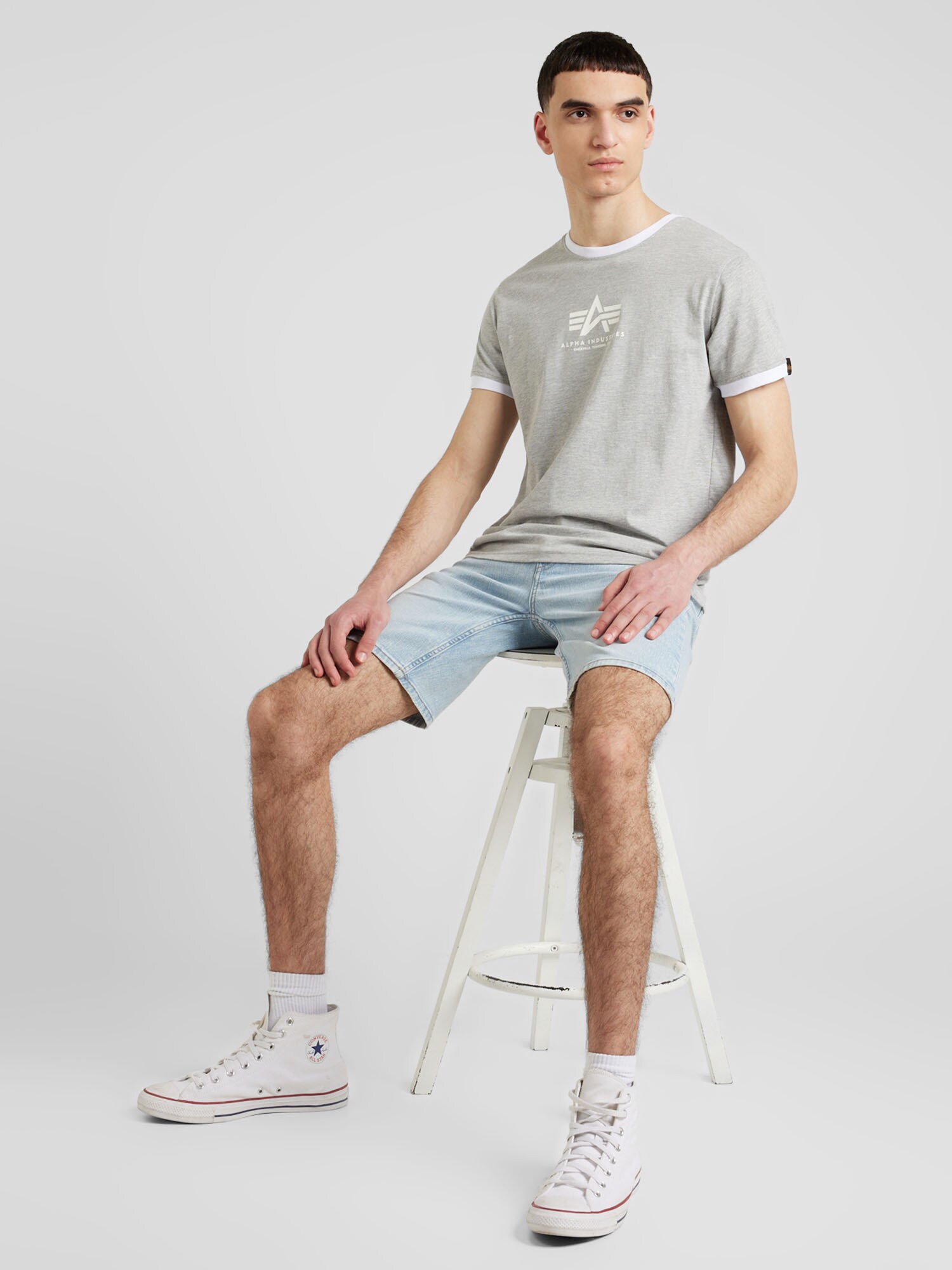 ALPHA INDUSTRIES Tričko béžová / sivá / biela (obrázok 5)