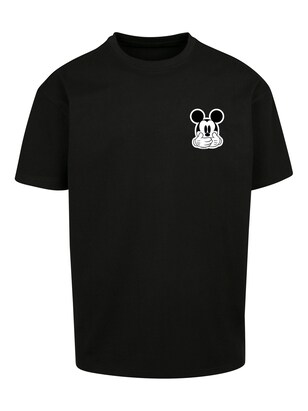 F4NT4STIC Shirt ‘Disney Mickey Mouse Don’t Speak Pocket Print’ Zwart / Wit