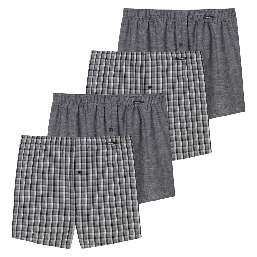 SCHIESSER Boxershorts Herren Größe S grau / weiß