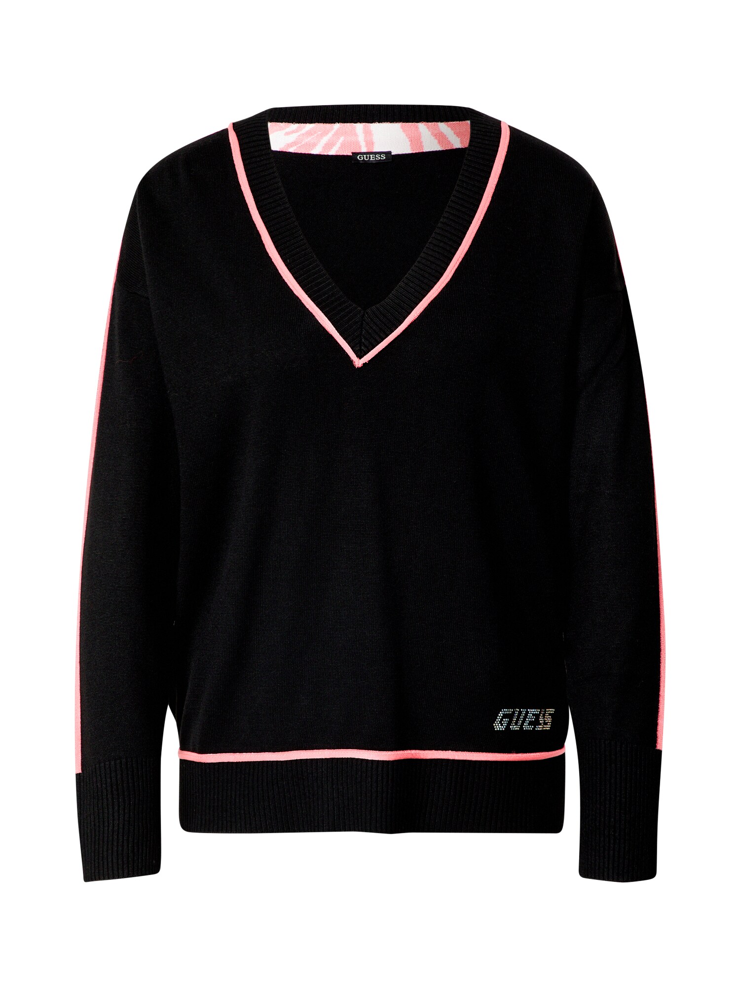 GUESS Megztinis  juoda / rožinė / sidabrinė