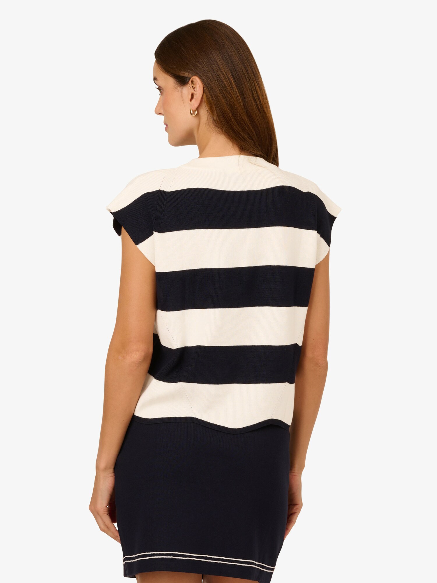 Thumbnail - Kurzarm T-shirt 'Crew Neck Wide Striped Directional Shaker Stitch Sweater'