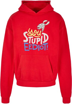 Merchcode Sweatshirt ‘Ren And Stimpy – Stupid Eediot’ Blauw / Pasteelgeel / Grijs / Rood