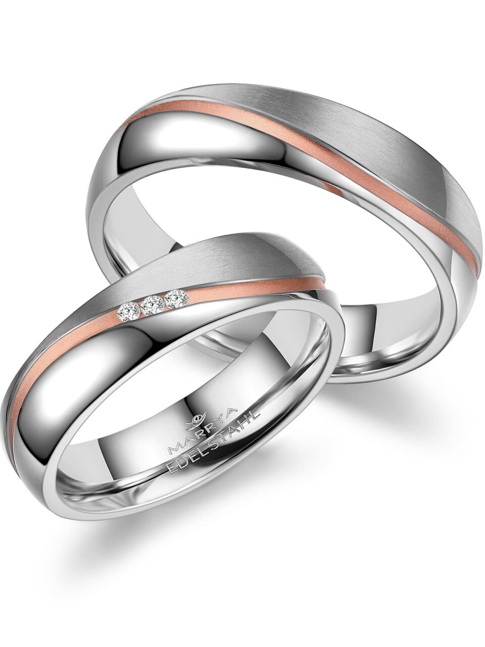 Ring 'MARRYA ES-11 Ehering aus Edelstahl Silberfarben & Rosé'