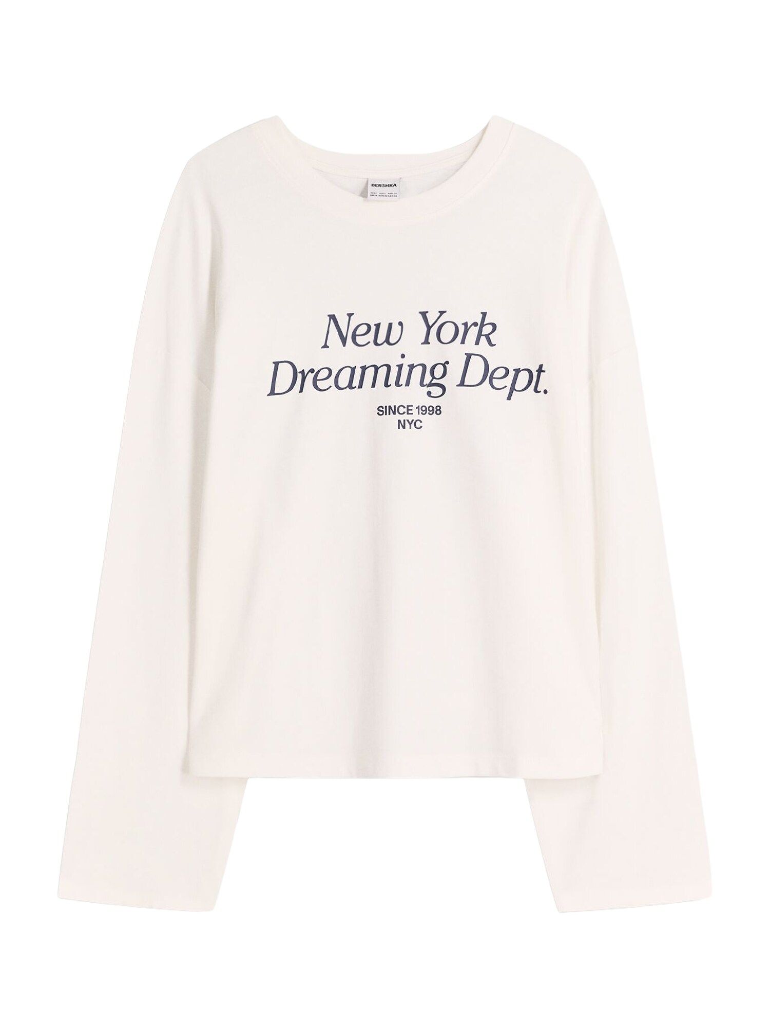 Bershka Tricou  bleumarin / alb