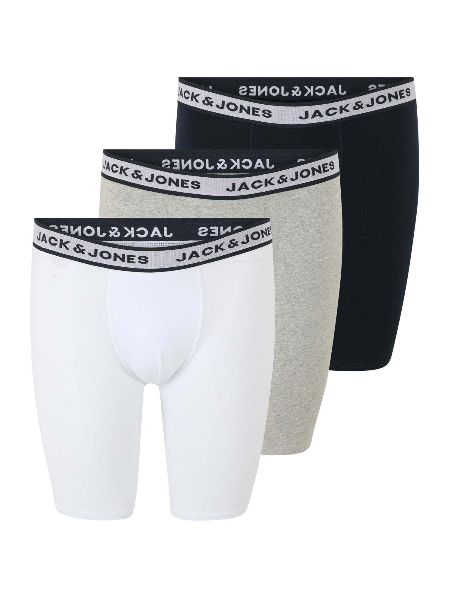 JACK & JONES Boxeri JACSOLID  bleumarin / gri amestecat / alb