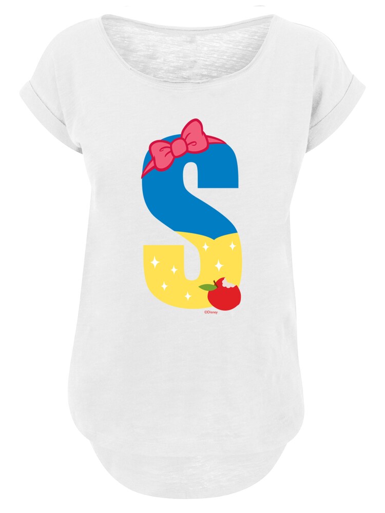 F4NT4STIC T-Shirt 'Disney Alphabet S Is For Snow White' Damen Größe S blau / gelb / pink / offwhite