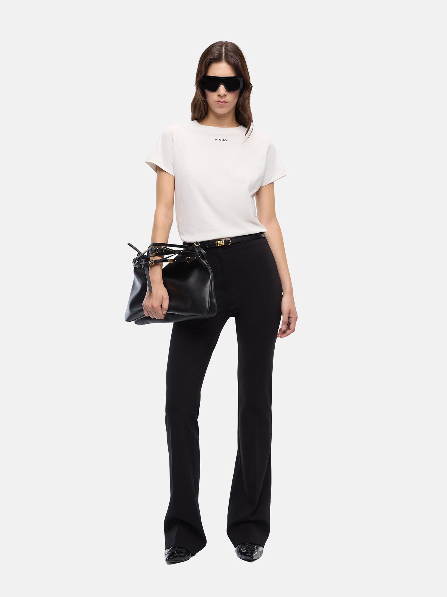 PINKO Camiseta 'PINKO BASICO T-SHIRT JERSEY LOGO PINKO GOMMATO T-SHIRT'  blanco – imagen 4