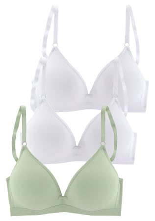 PETITE FLEUR, Melltartó '2x weiß, 1x grün', zöld & fehér