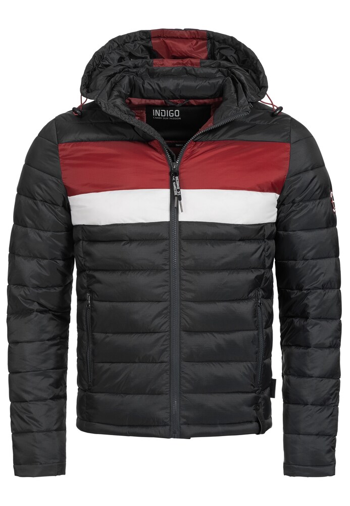 INDICODE JEANS Übergangsjacke 'Hampshire' Herren Größe XXL blutrot / schwarz / weiß