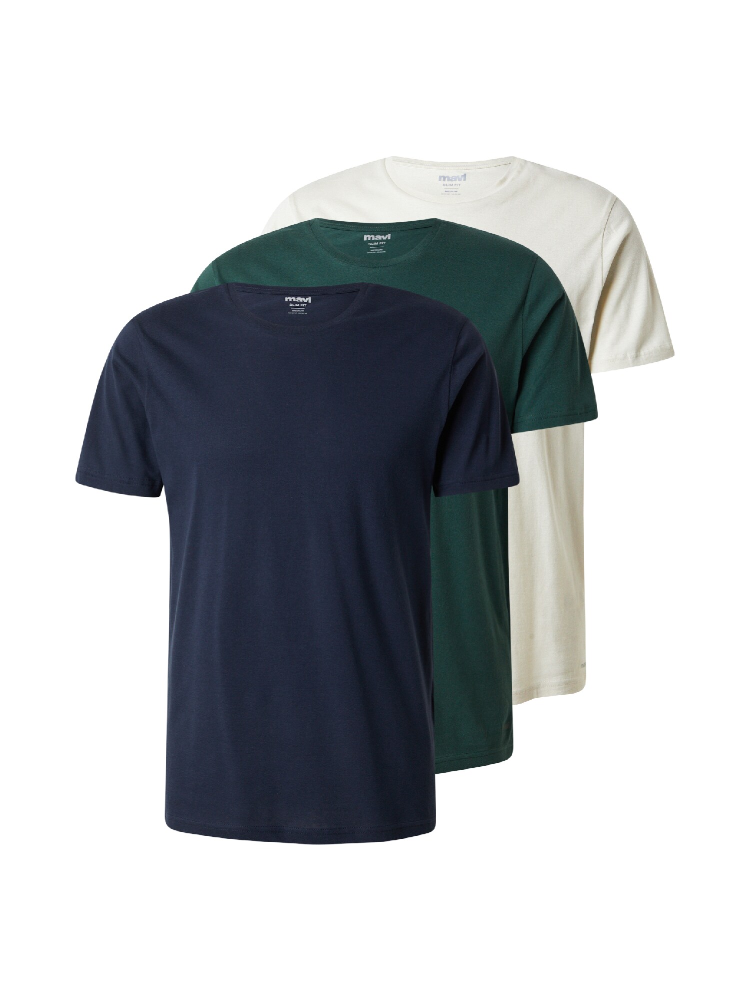 Mavi Tricou  bleumarin / verde smarald / alb lână