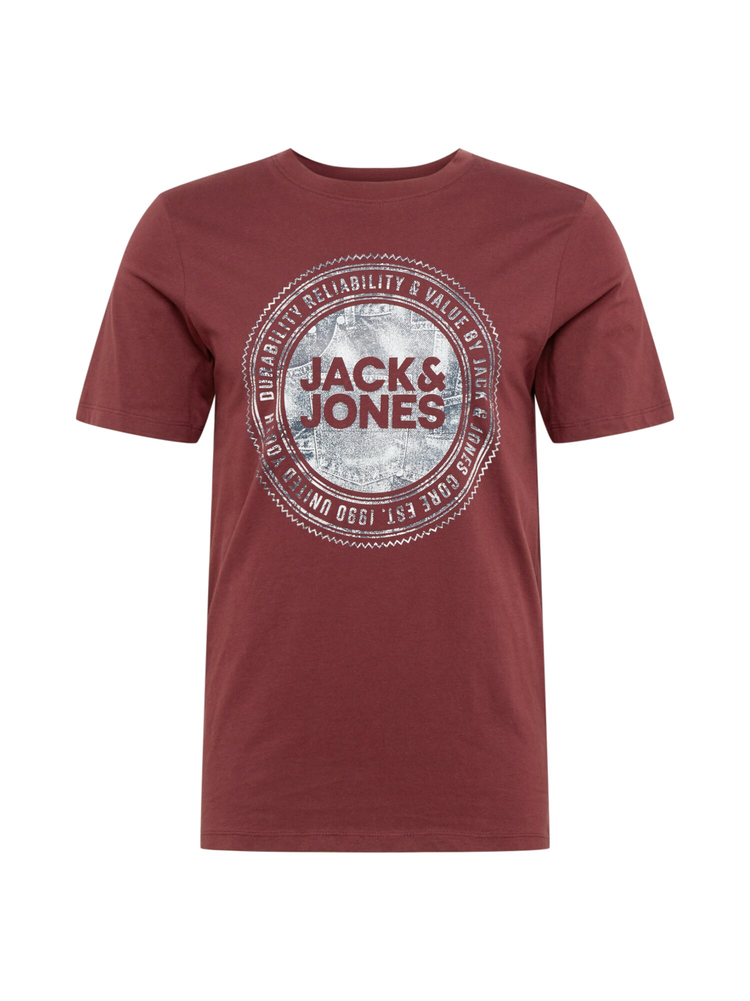 JACK & JONES Marškinėliai  vyno raudona spalva / šviesiai pilka / grafito