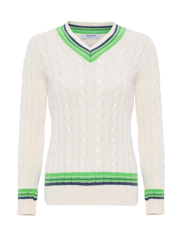 Moxx Paris Pullover Damen Größe XL ecru / navy / grün