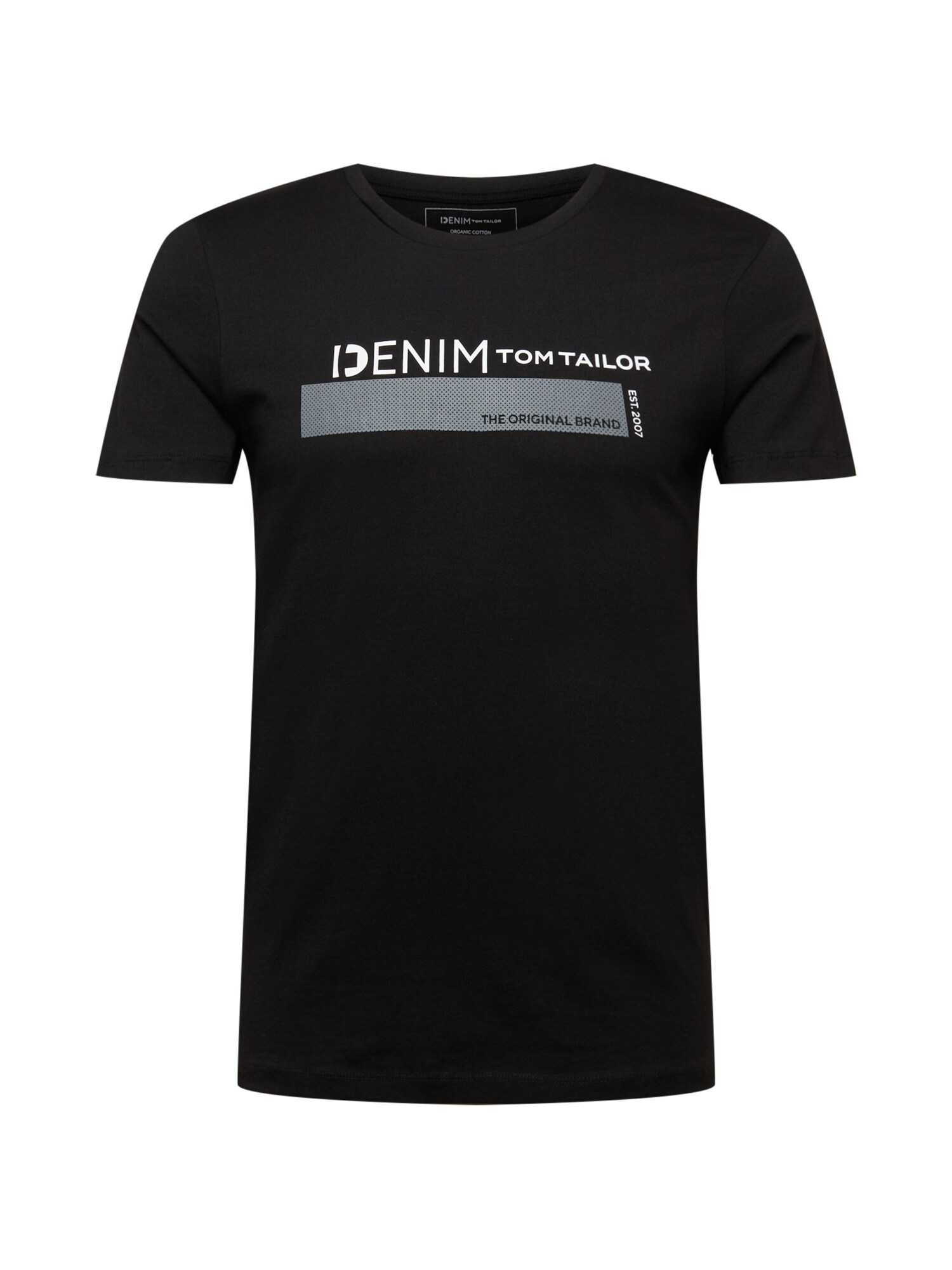 TOM TAILOR DENIM Tričko  sivá / čierna / biela