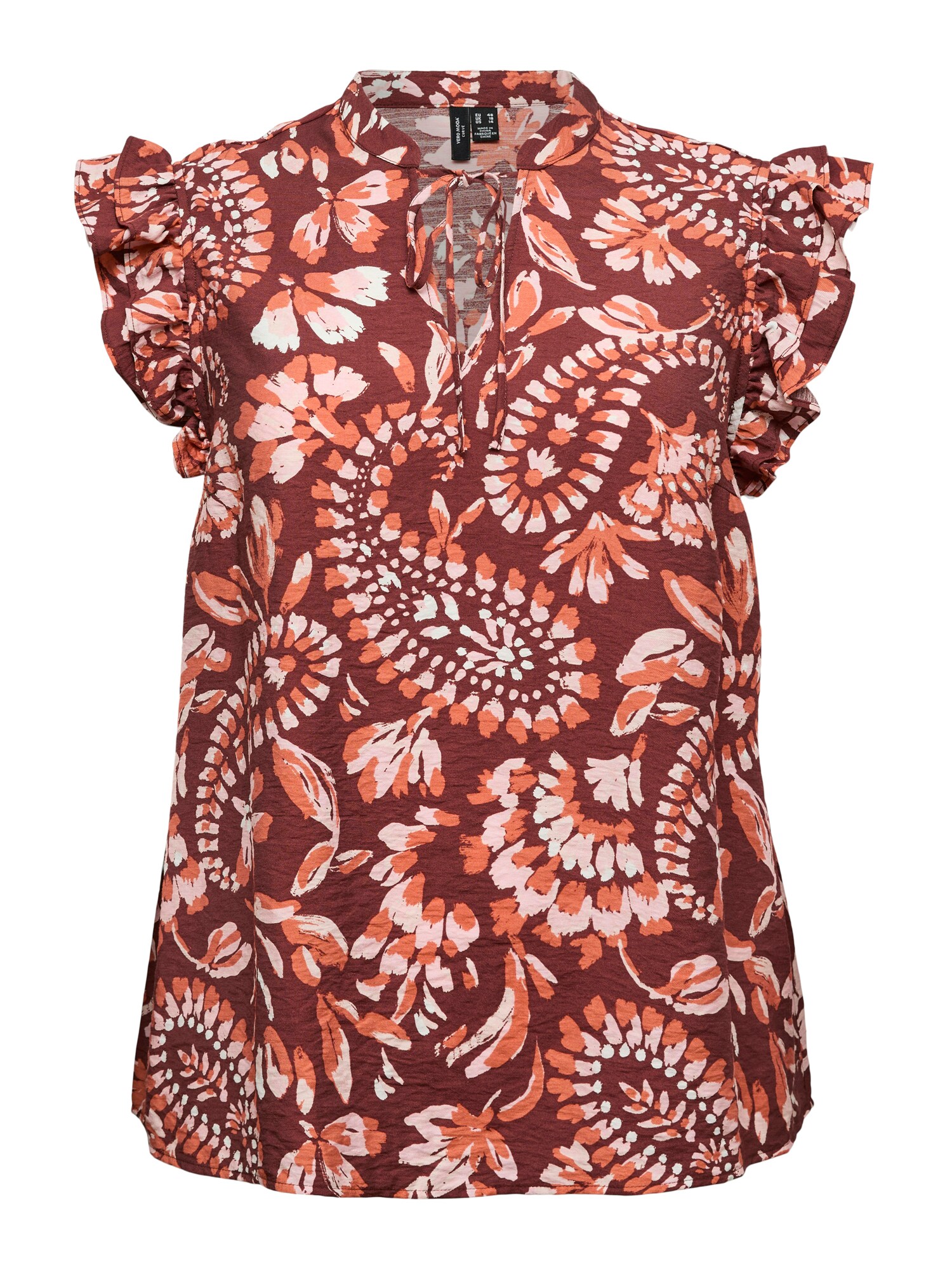 Vero Moda Curve Blúzka 'VMCNELLIE CARLA'  krémová / gaštanová / rosé / svetločervená