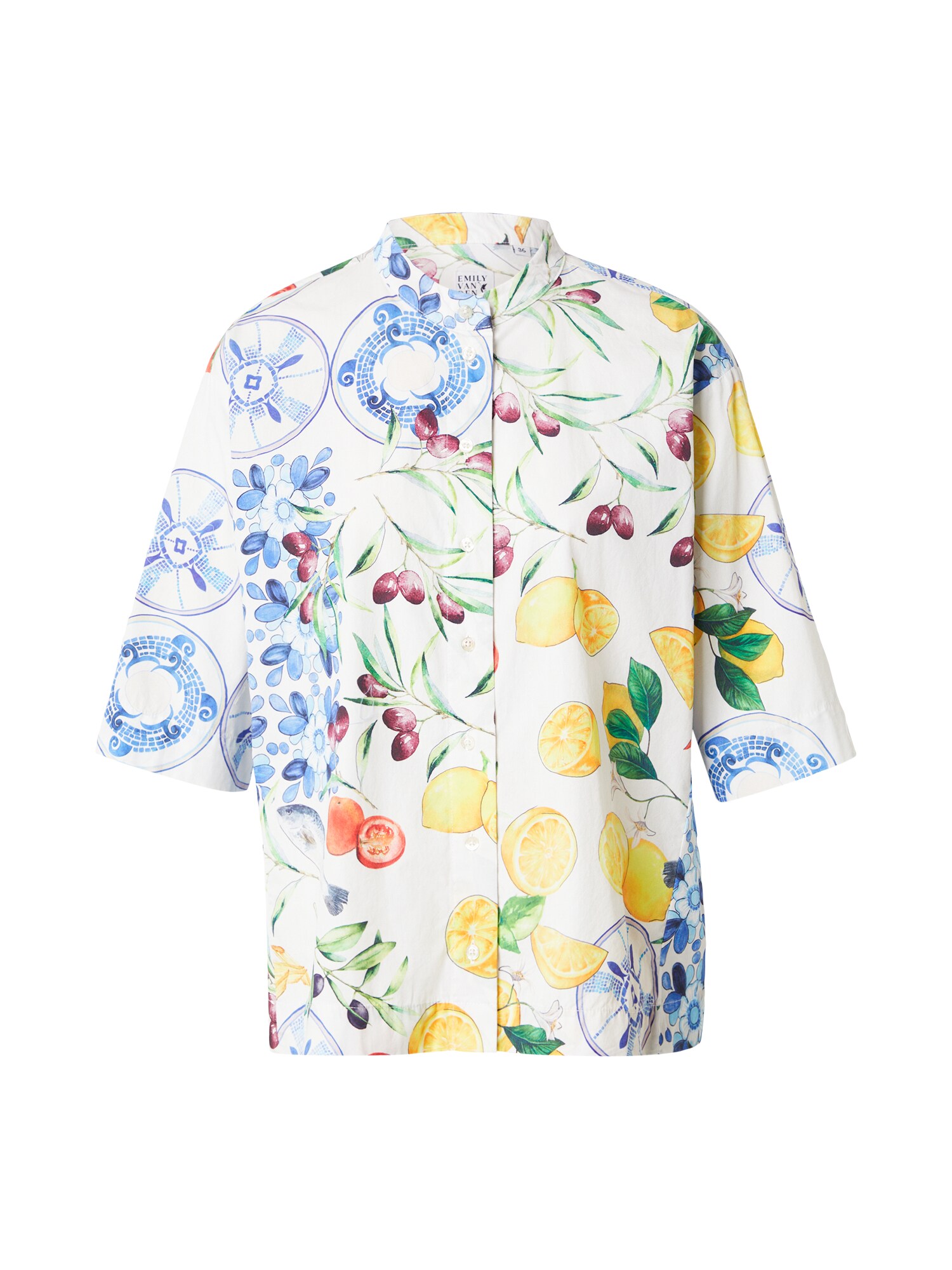 Emily Van Den Bergh Blusa  zafiro / limón / baya / blanco
