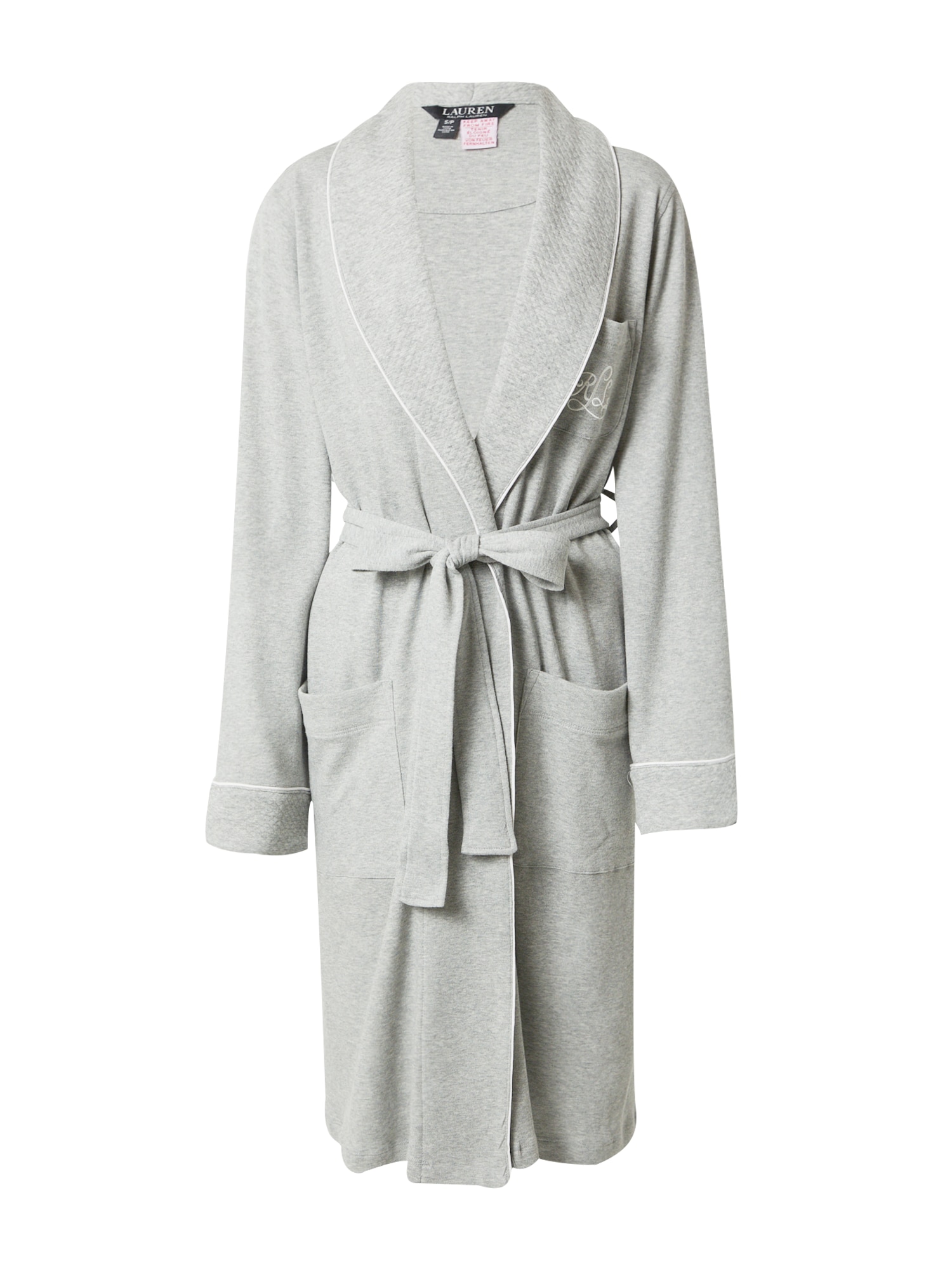 Lauren Ralph Lauren Дълъг халат за баня  сив меланж / бяло