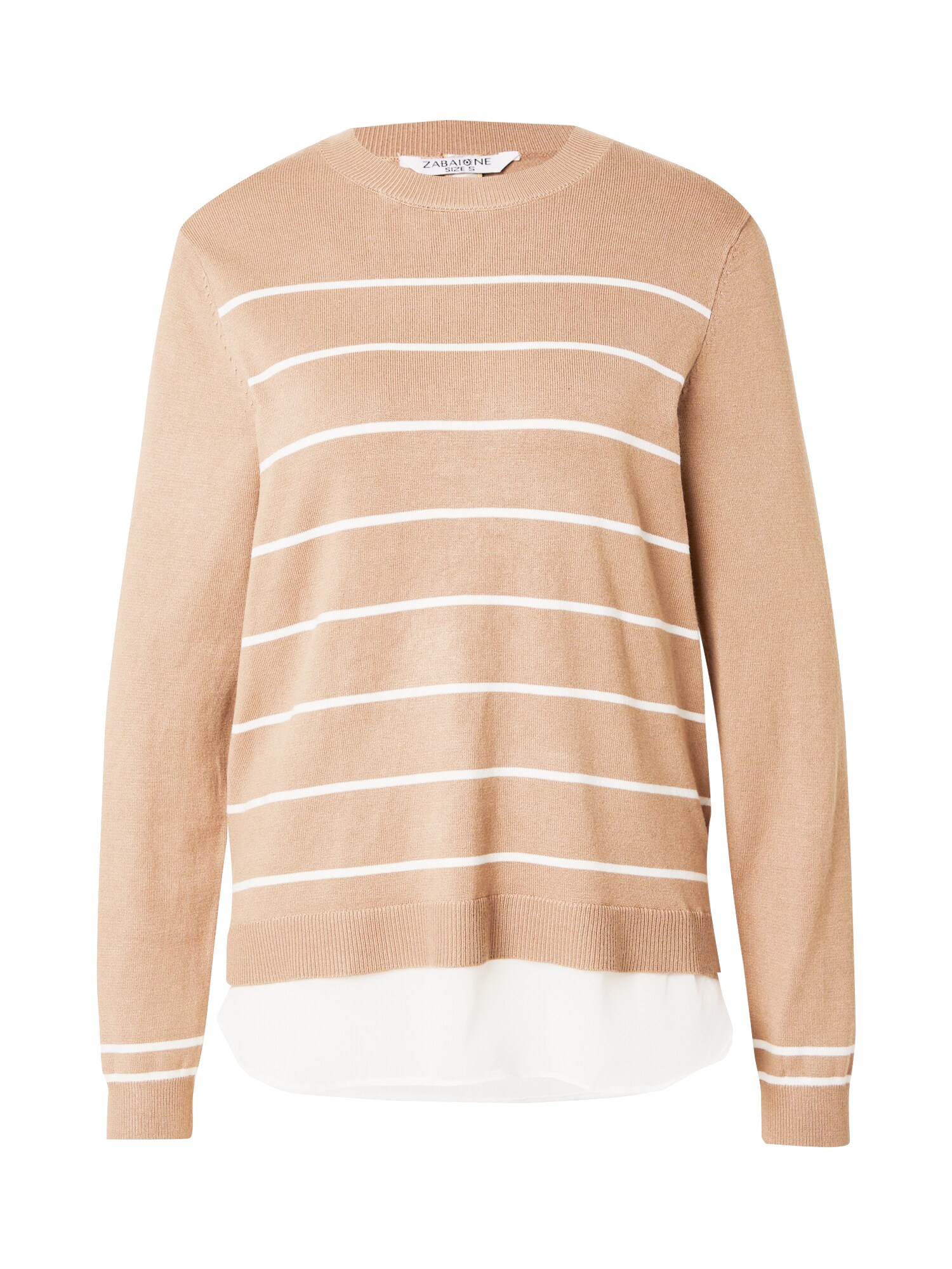 ZABAIONE Pulover Te44ss  maro cămilă / alb