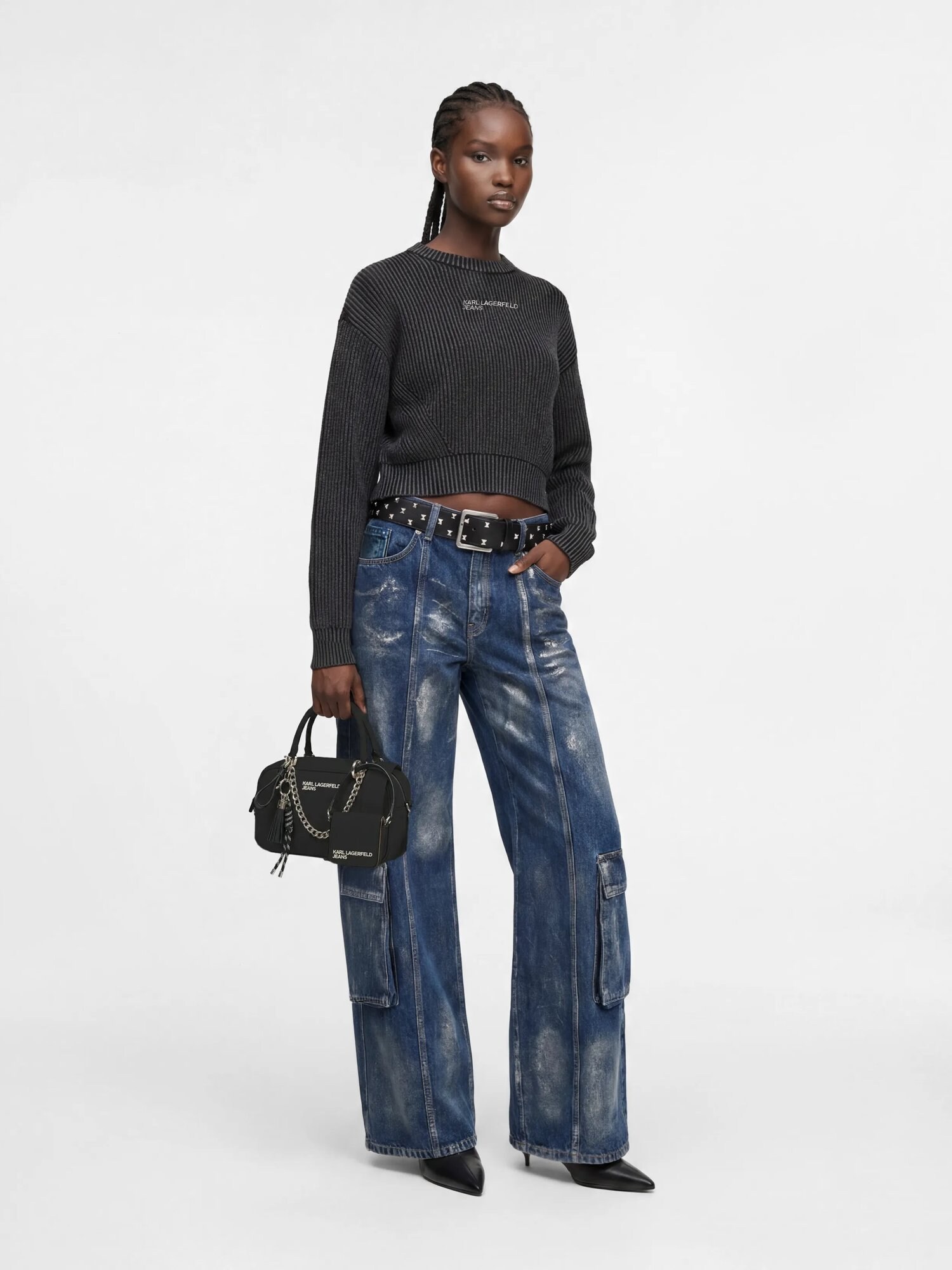 KARL LAGERFELD JEANS Jersey negro moteado / blanco – imagen 3