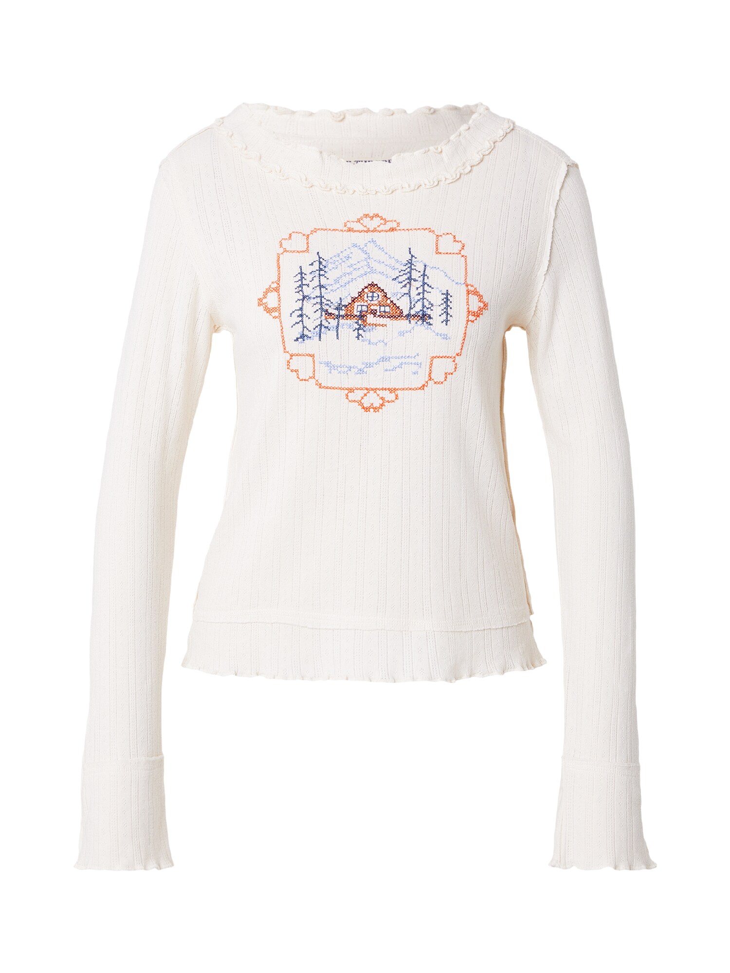 Free People Tricou THROUGH THE WOODS  albastru / albastru marin / portocaliu / alb