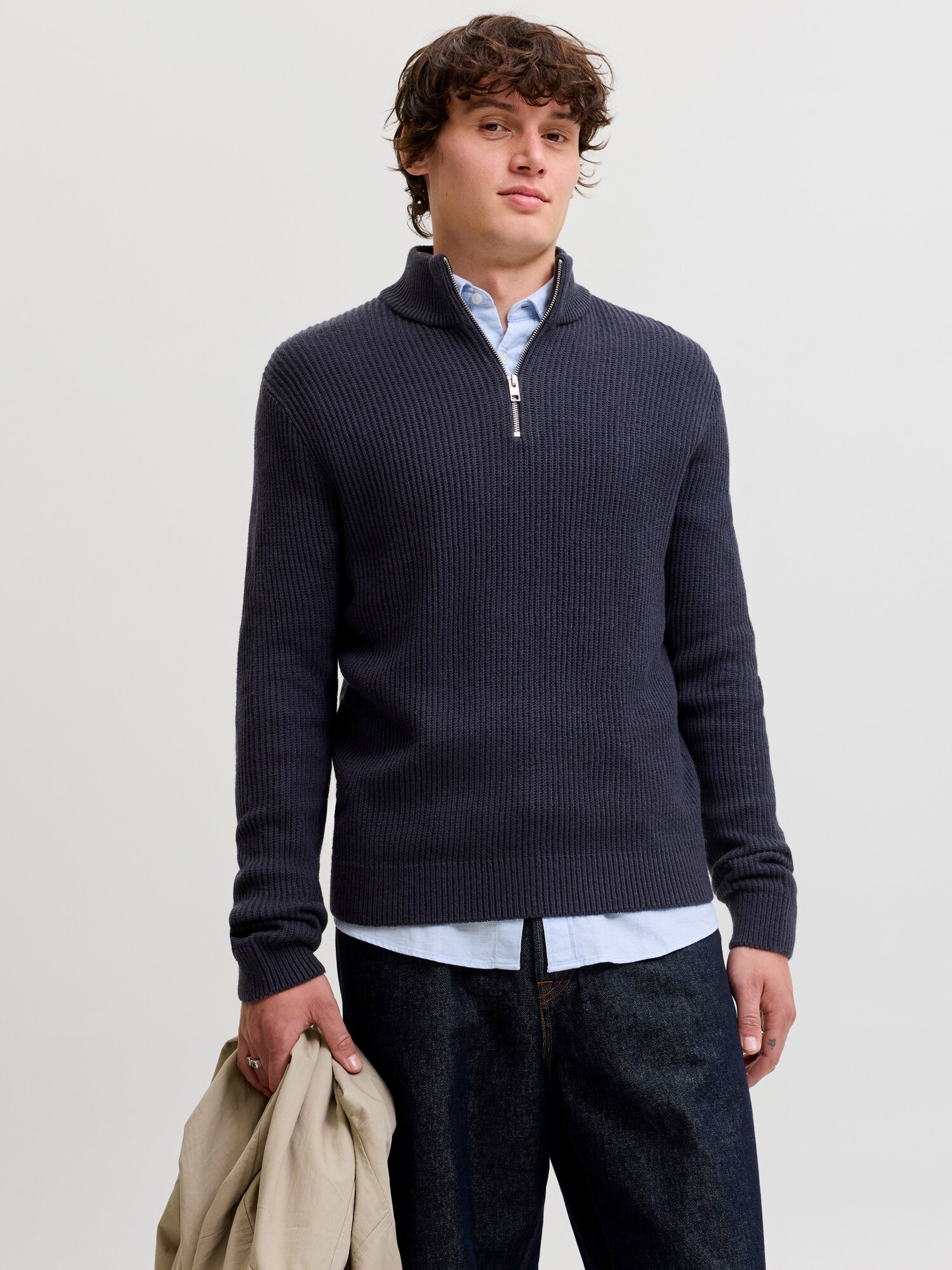 JACK & JONES Pulover albastru închis