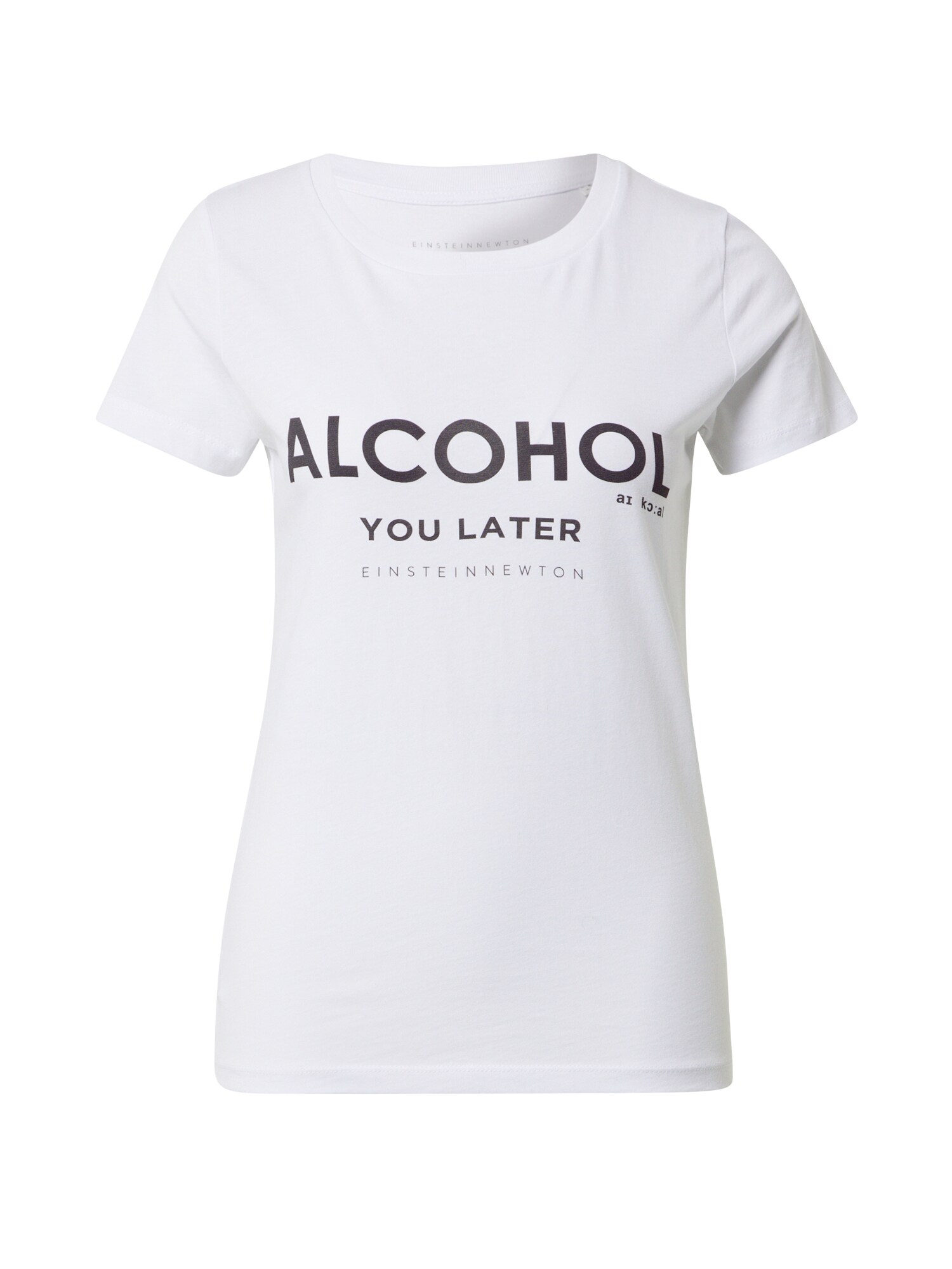 EINSTEIN & NEWTON Marškinėliai 'Alcohol'  balta / juoda
