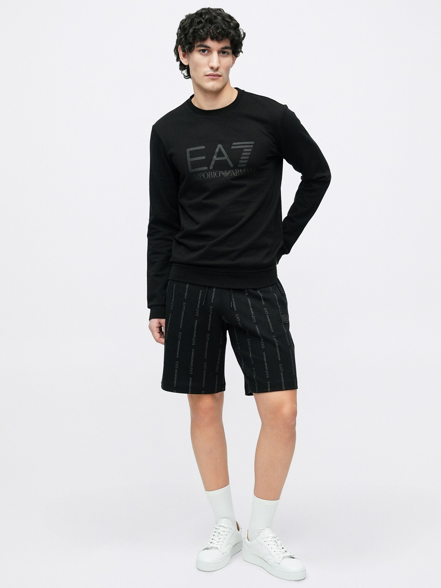 EA7 Emporio Armani Sudadera  gris / negro – imagen 8