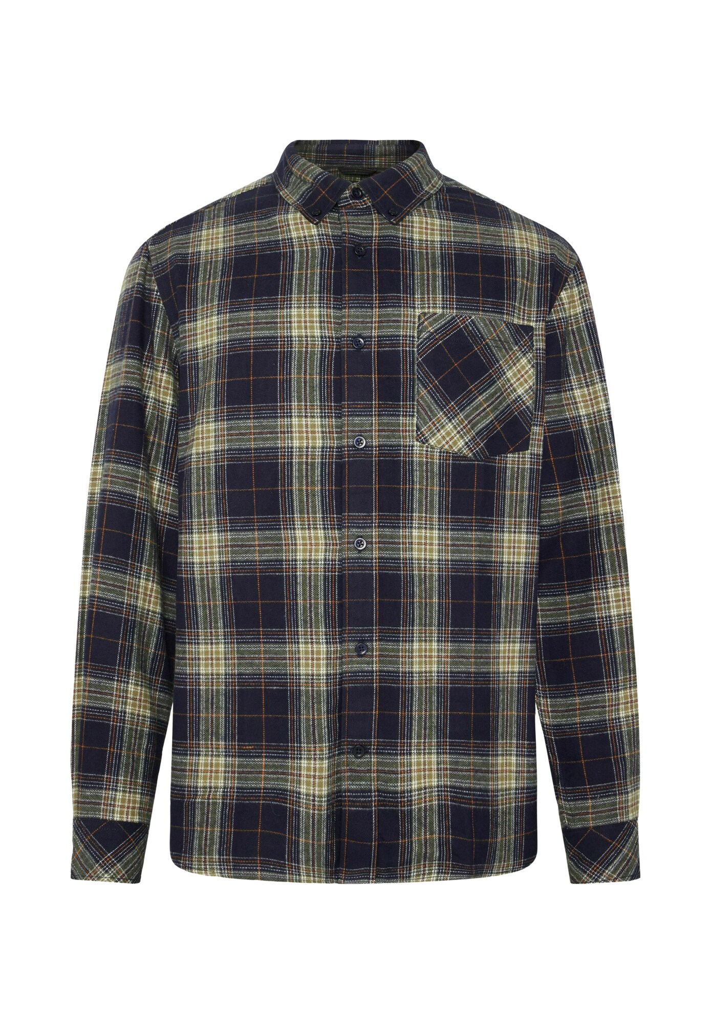 KnowledgeCotton Apparel Camisa 'Dune' navy / oliva / naranja / offwhite