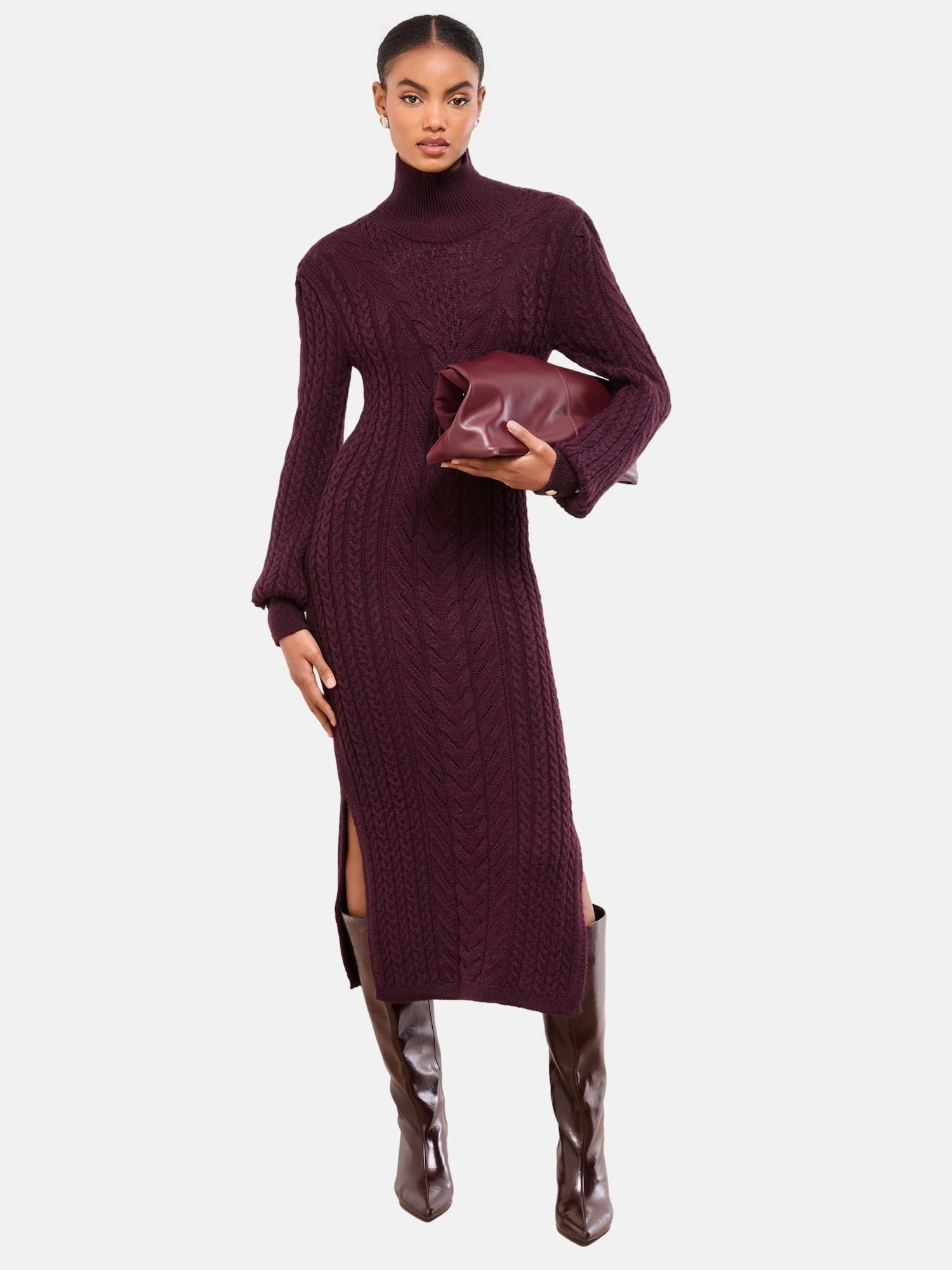 Lipsy Rochie tricotat  roșu burgundy