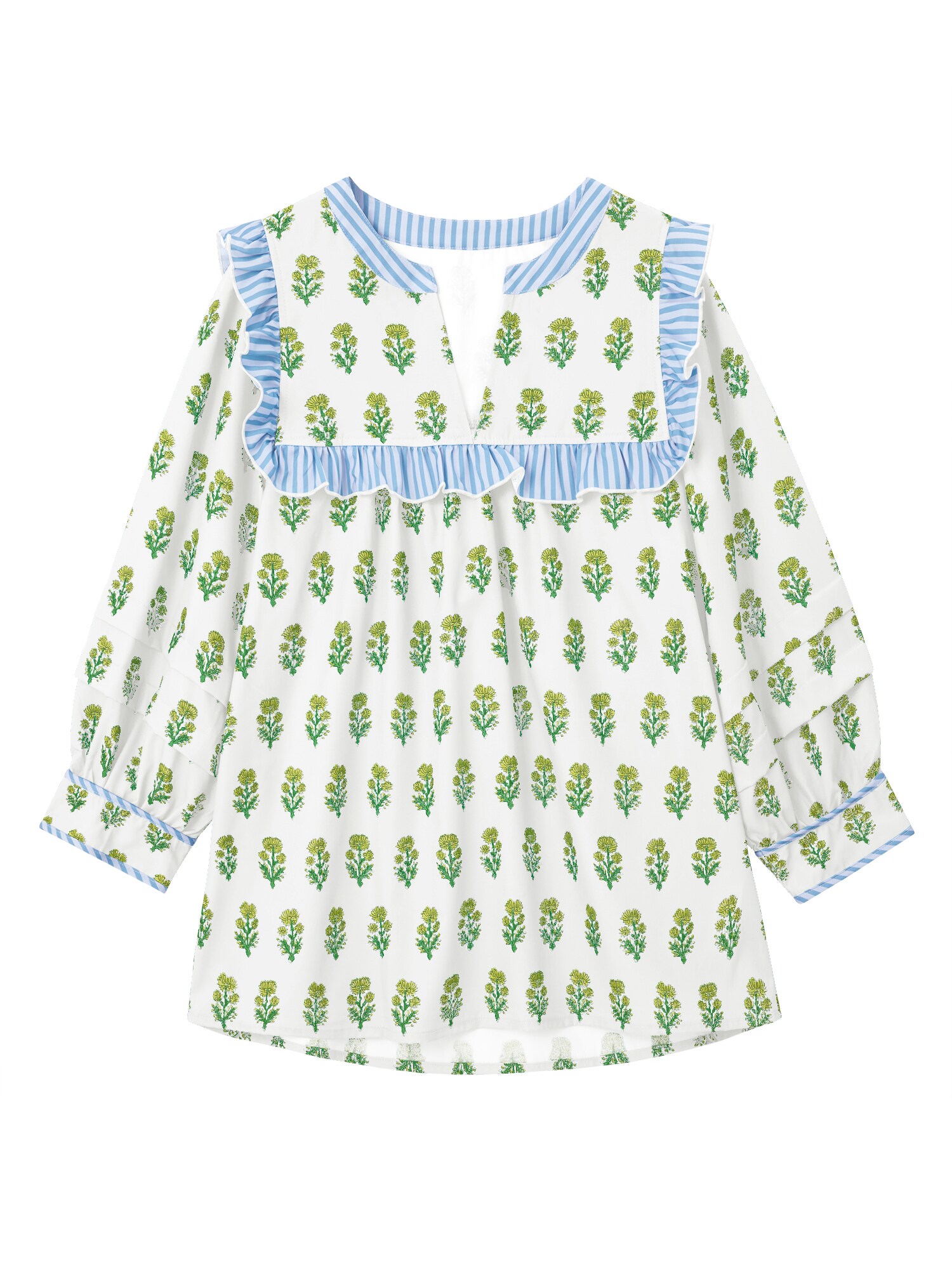 Imily Bela Bluză  albastru pastel / verde / verde deschis / alb